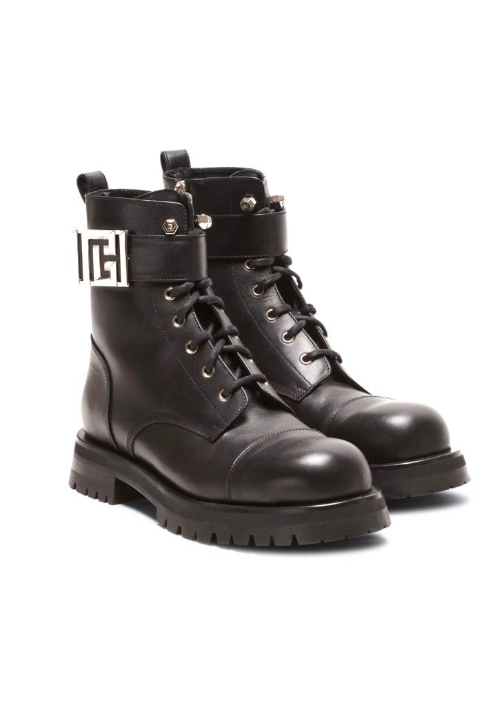 BALMAIN CHARLIE CALFSKIN LEATHER RANGER BOOTS