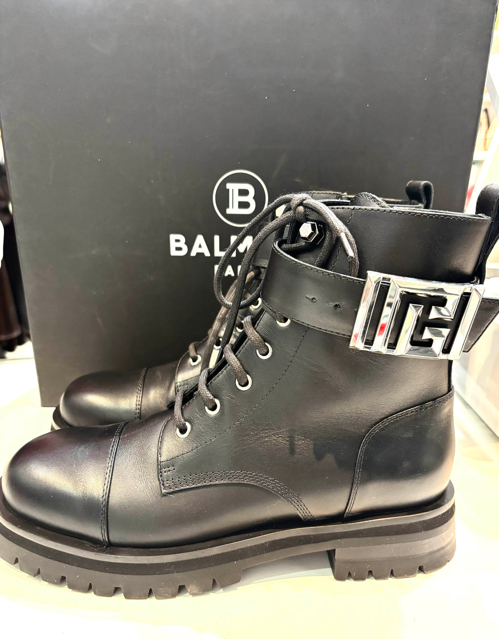 BALMAIN CHARLIE CALFSKIN LEATHER RANGER BOOTS