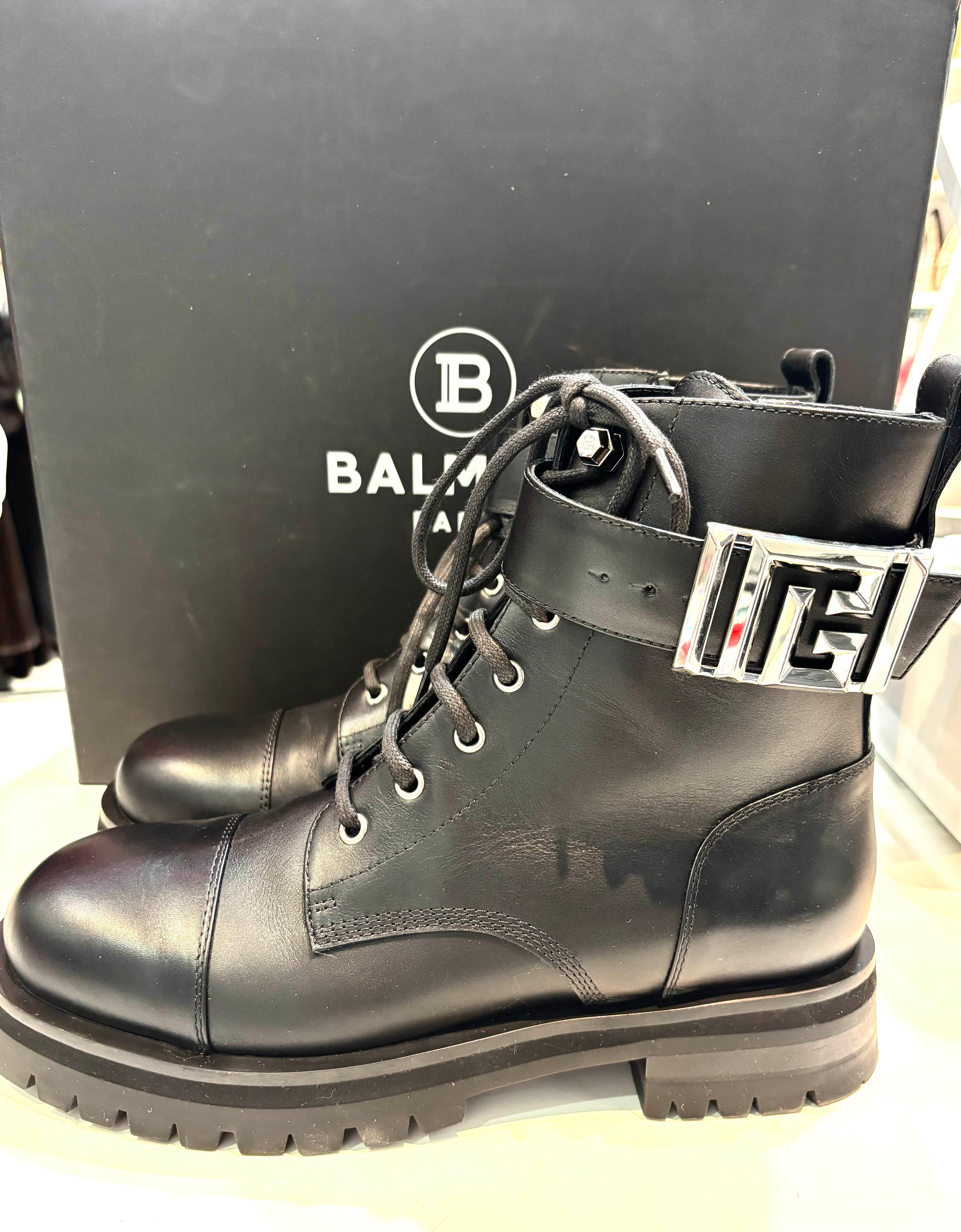 BALMAIN CHARLIE CALFSKIN LEATHER RANGER BOOTS