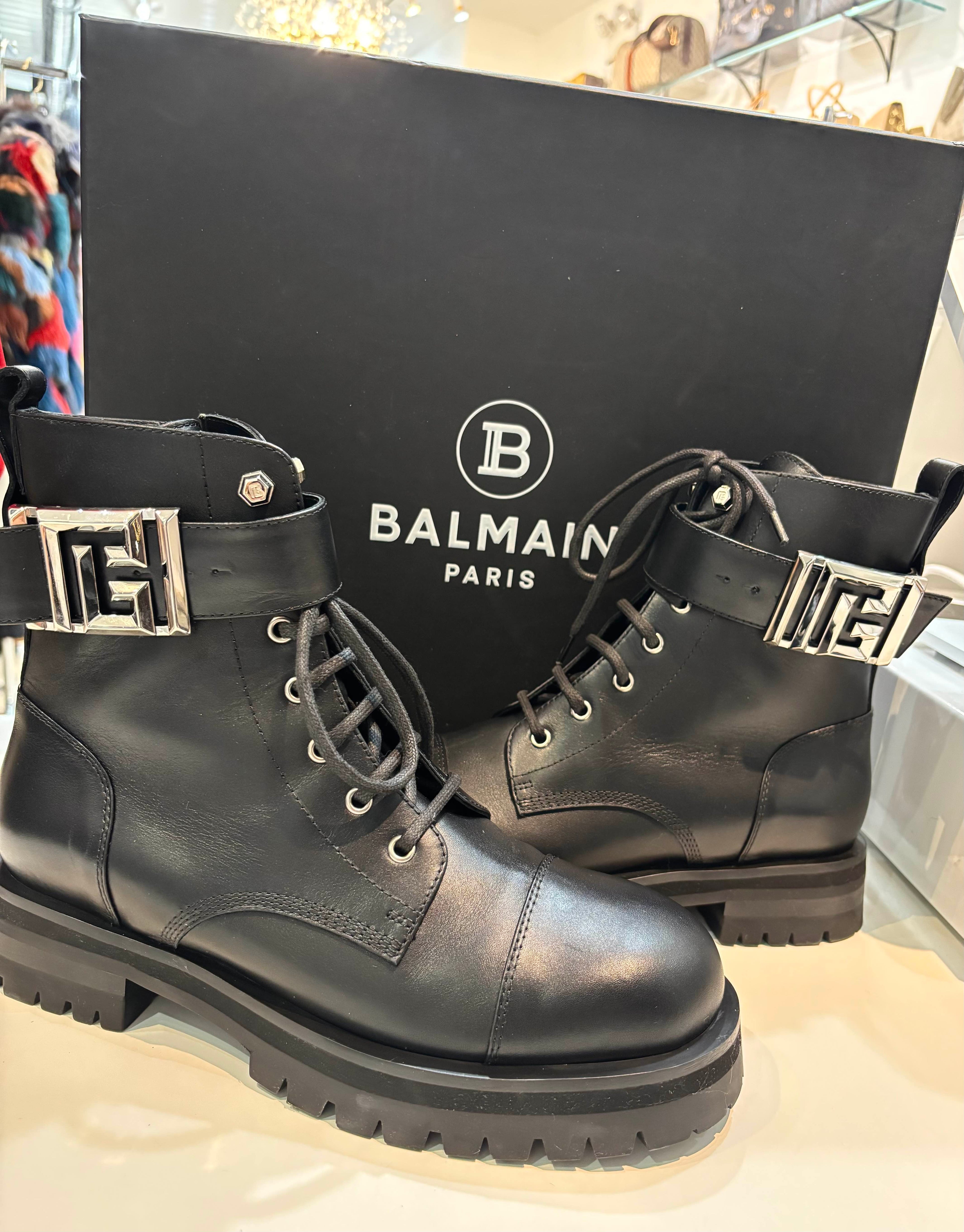 BALMAIN CHARLIE CALFSKIN LEATHER RANGER BOOTS