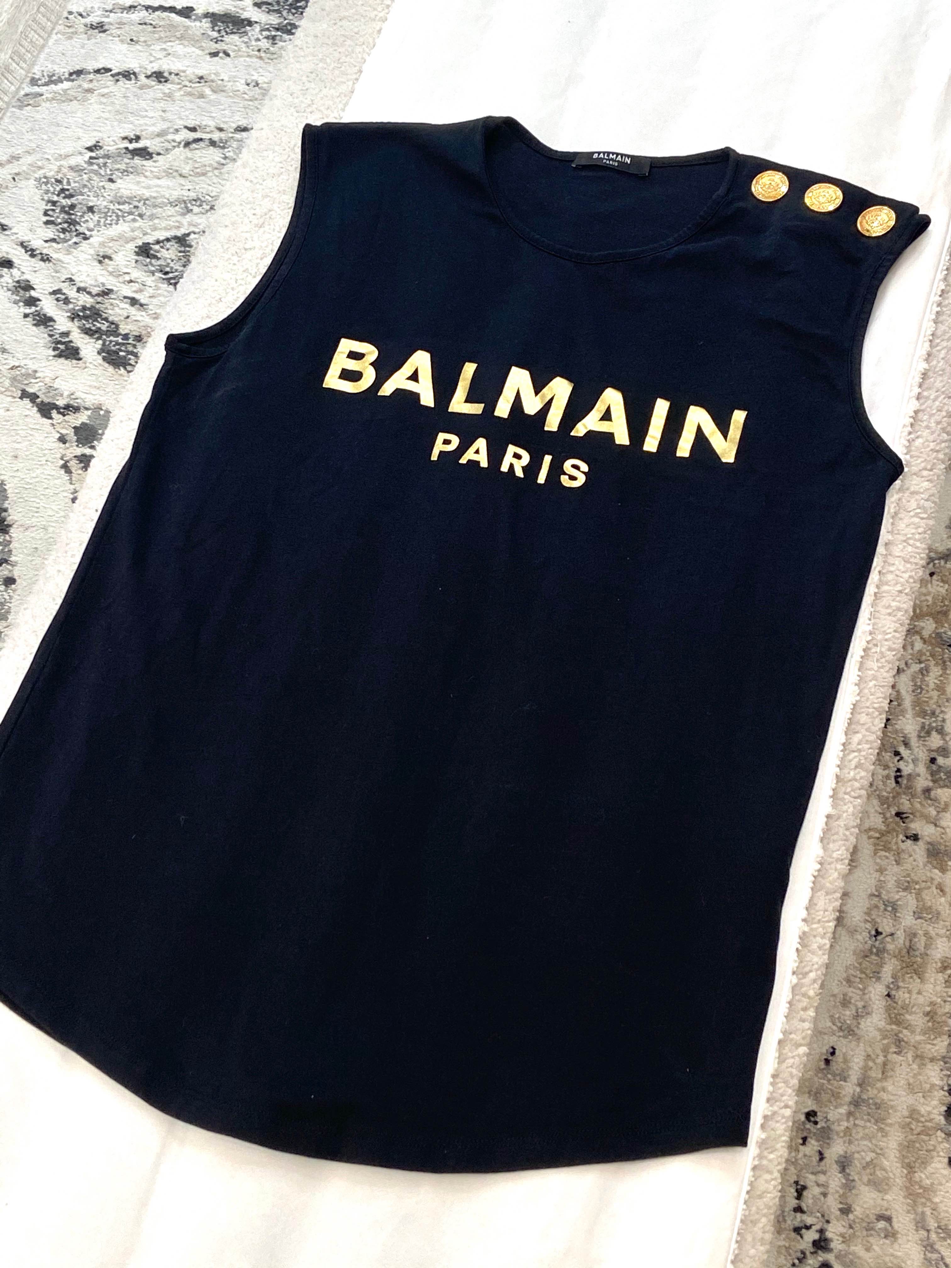 BALMAIN ECO-DESIGNED 3 BUTTON LOGO PRINT T-SHIRT
