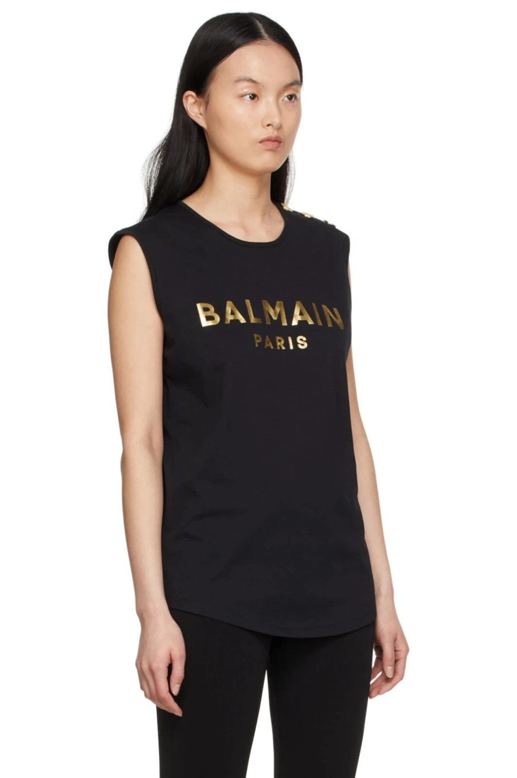 BALMAIN ECO-DESIGNED 3 BUTTON LOGO PRINT T-SHIRT