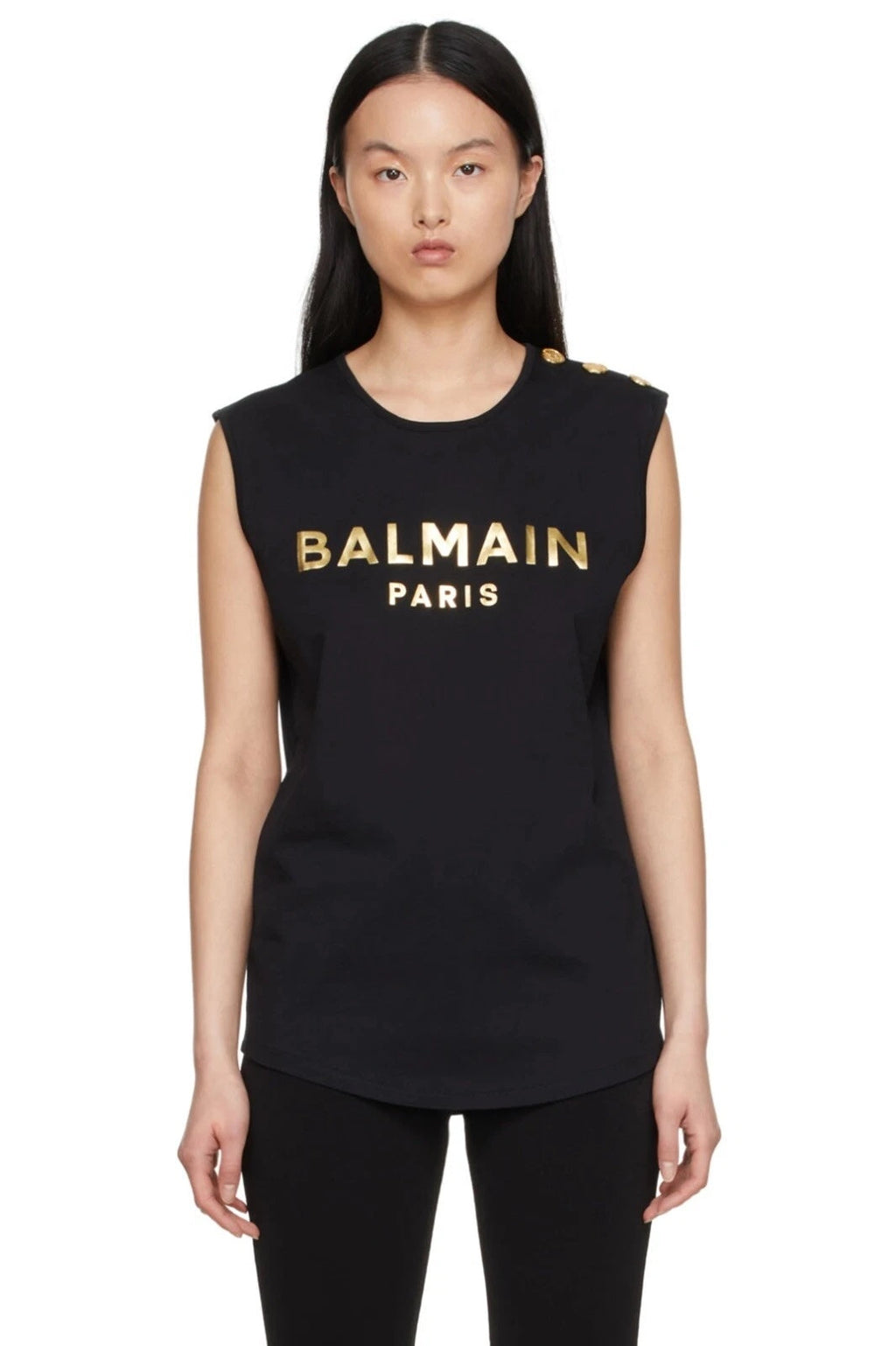 BALMAIN ECO-DESIGNED 3 BUTTON LOGO PRINT T-SHIRT
