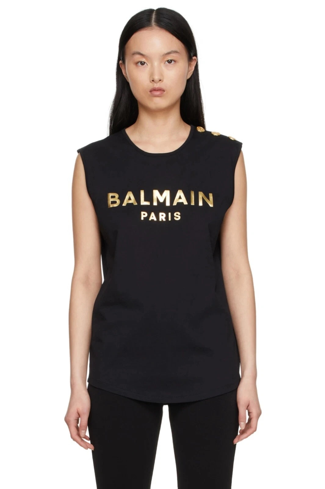 BALMAIN ECO-DESIGNED 3 BUTTON LOGO PRINT T-SHIRT