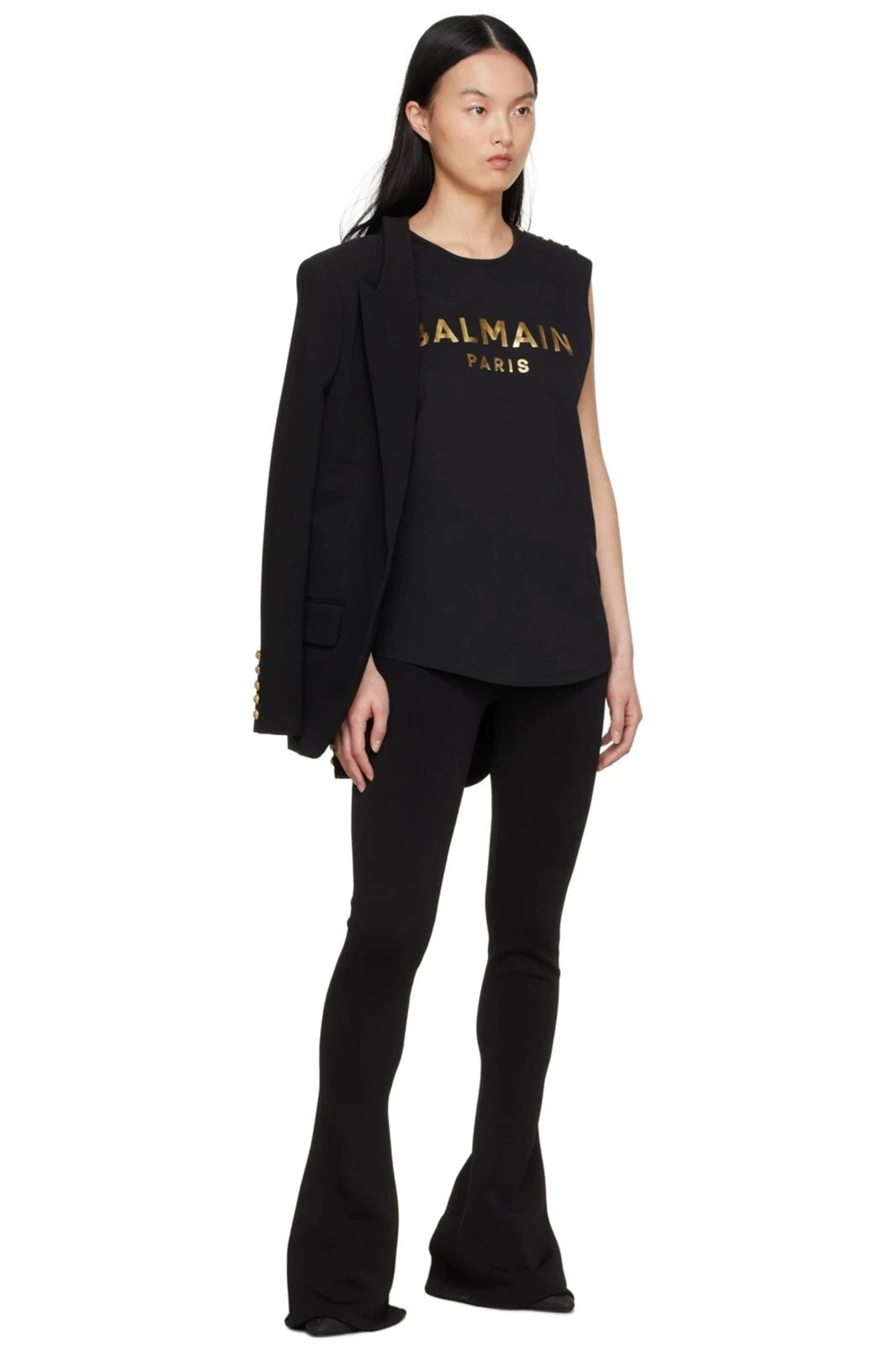 BALMAIN ECO-DESIGNED 3 BUTTON LOGO PRINT T-SHIRT