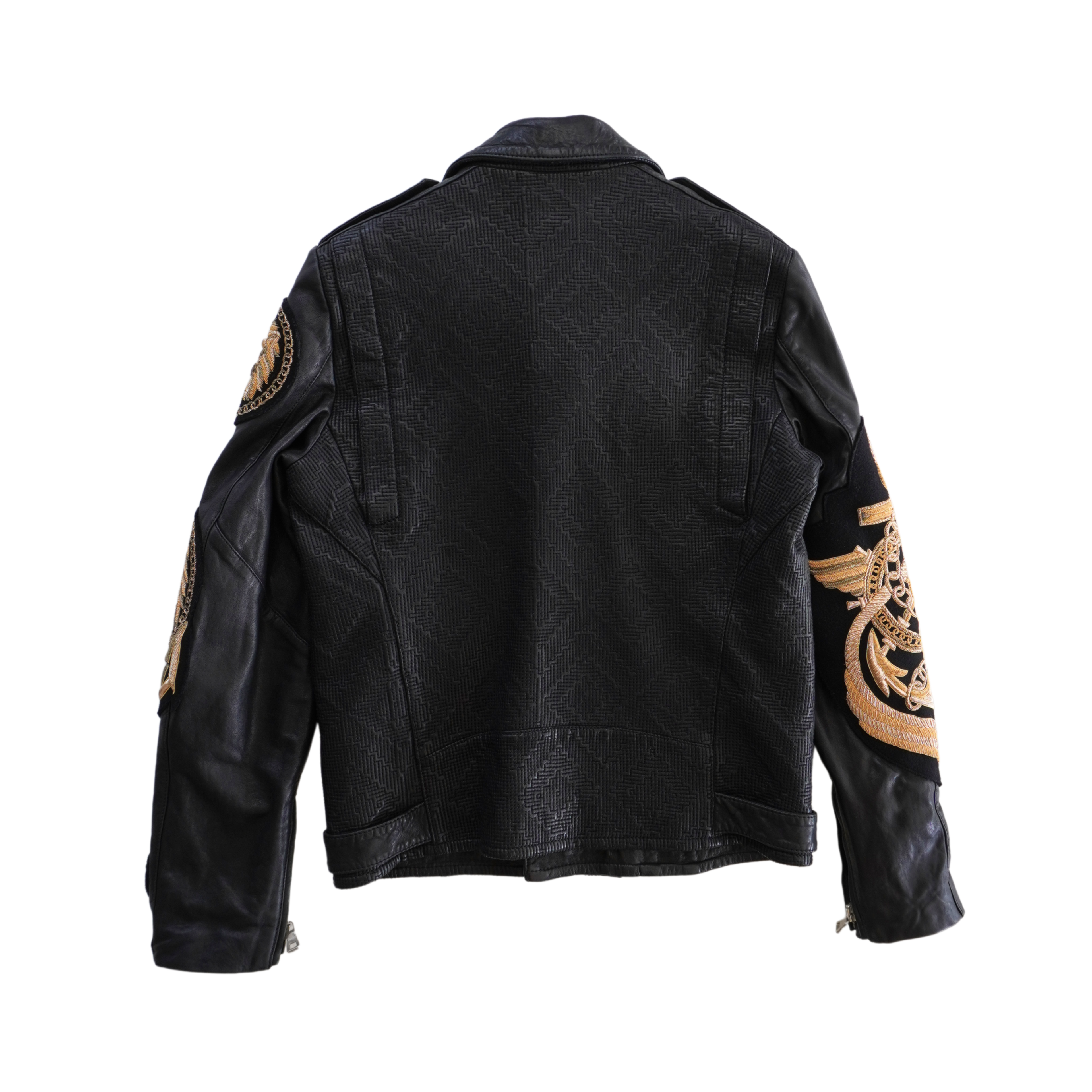 Balmain Embroidered Leather Jacket - Men's 50