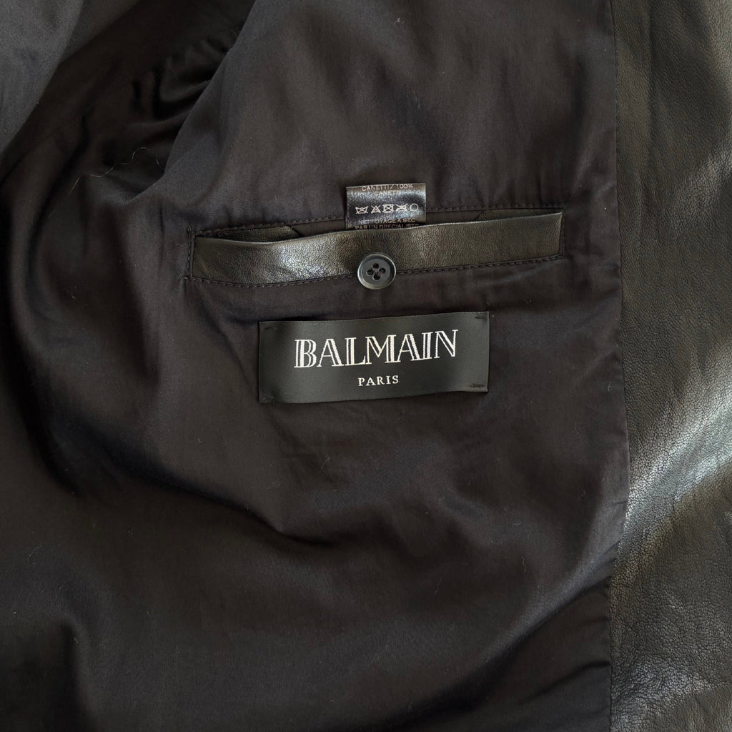 Balmain Embroidered Leather Jacket - Men's 50