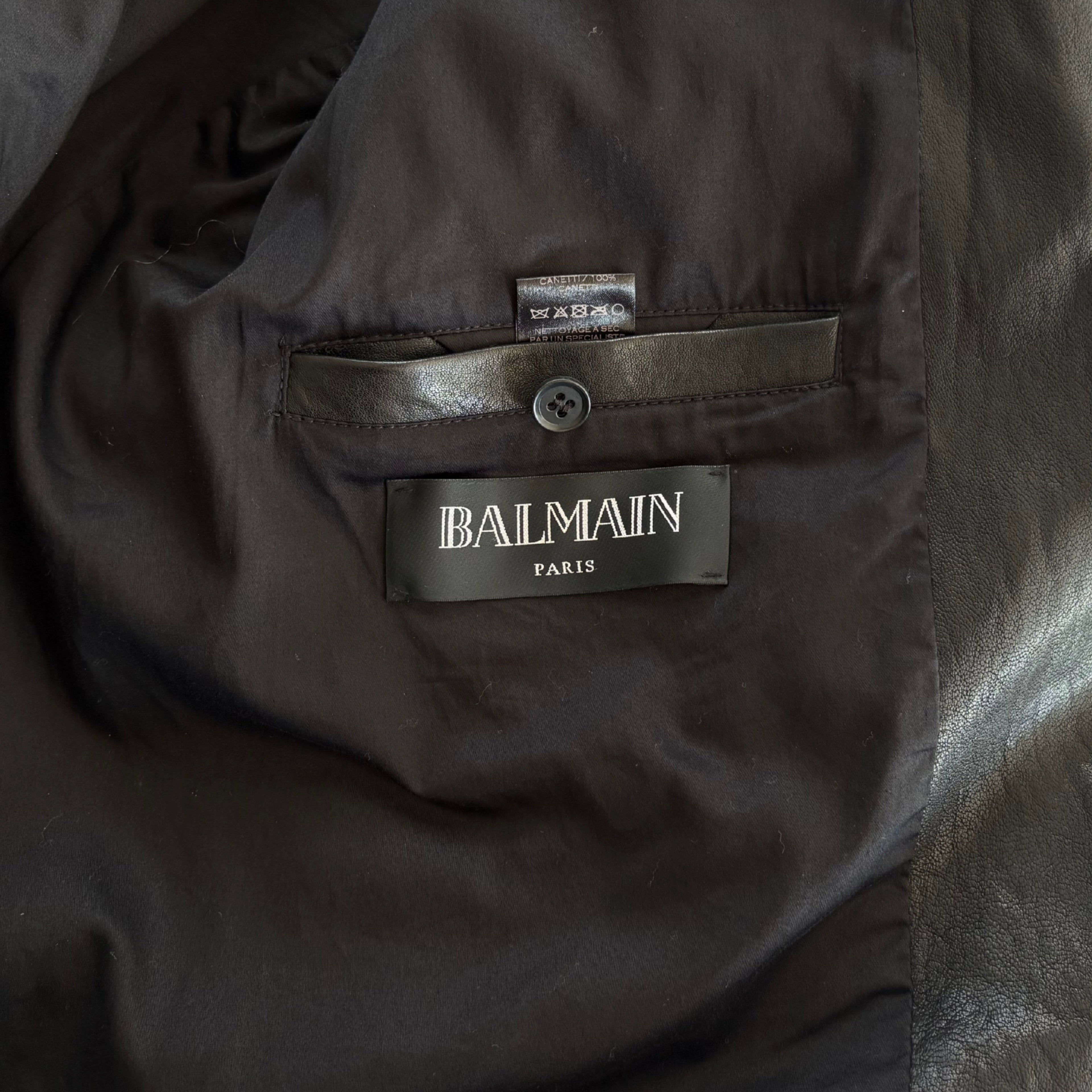 Balmain Embroidered Leather Jacket - Men's 50