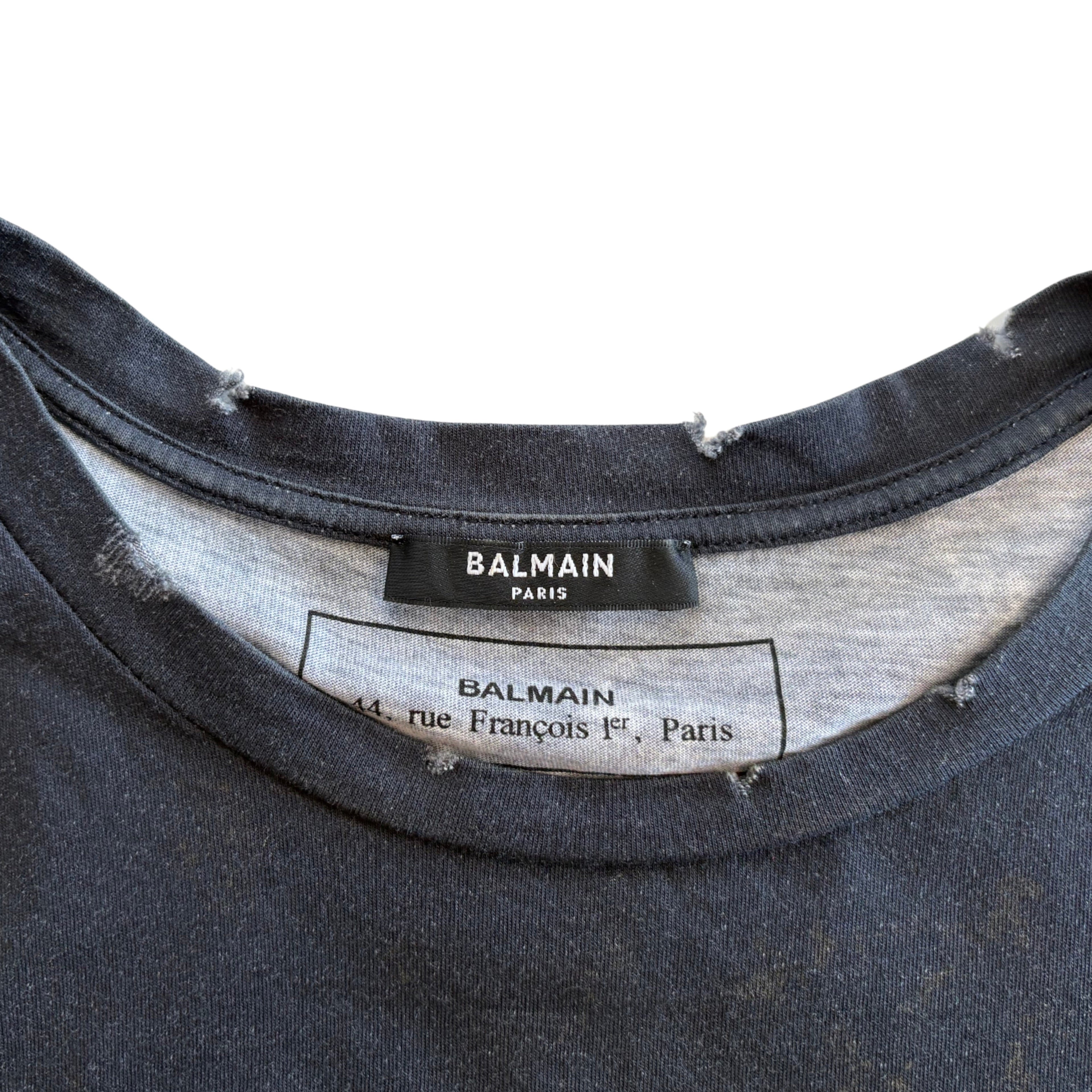 Balmain Distressed Logo T-Shirt - Men's L