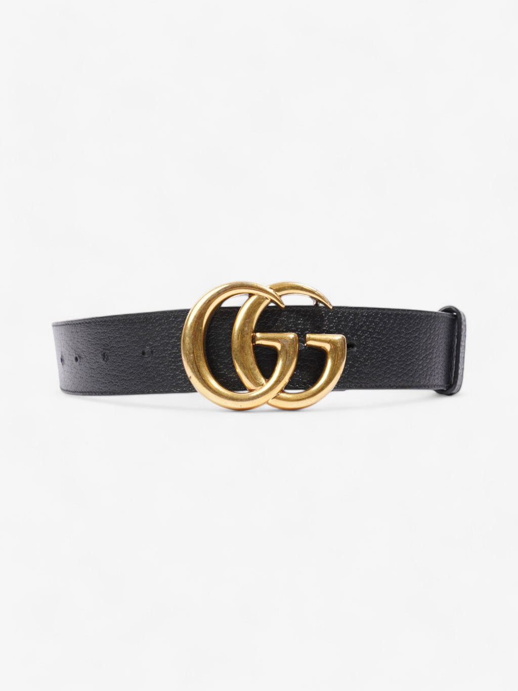 Gucci GG Marmont 2015 Re-Edition Wide Belt Black / Gold Leather 80cm / 32"