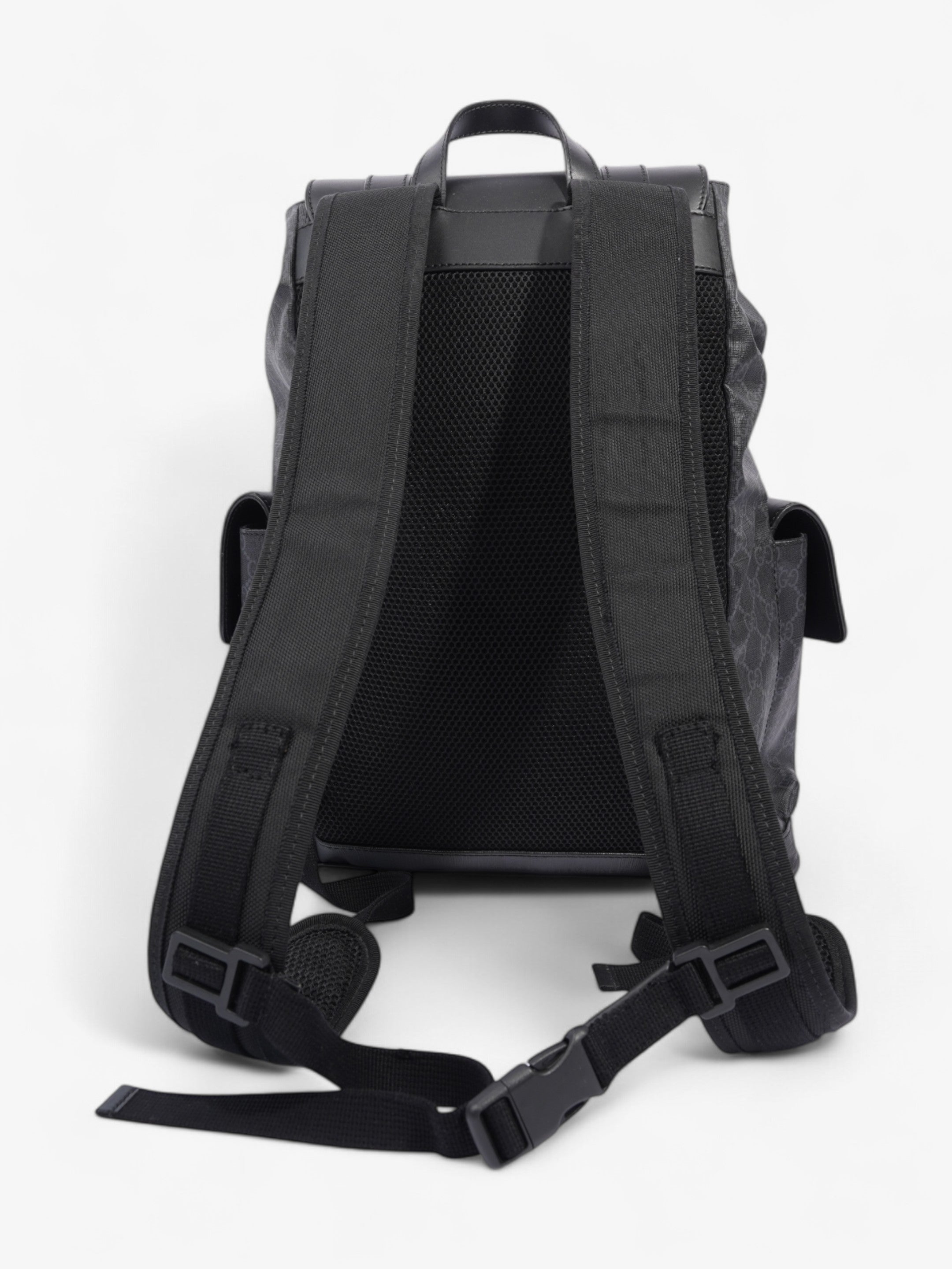 Gucci Gucci Leather Backpack GG Supreme / Black / Red Canvas