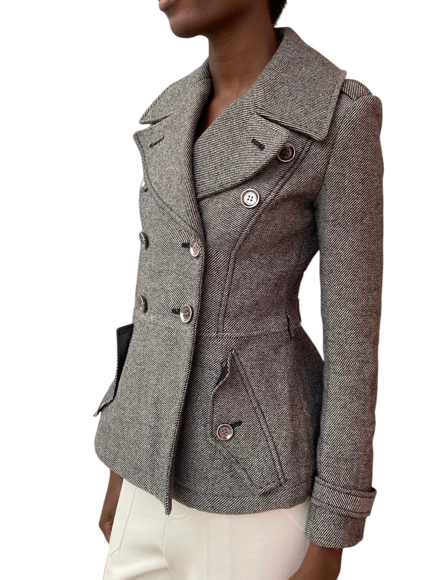 Burberry Britt Grey Wool Blend Cropped Trench Coat - US 2