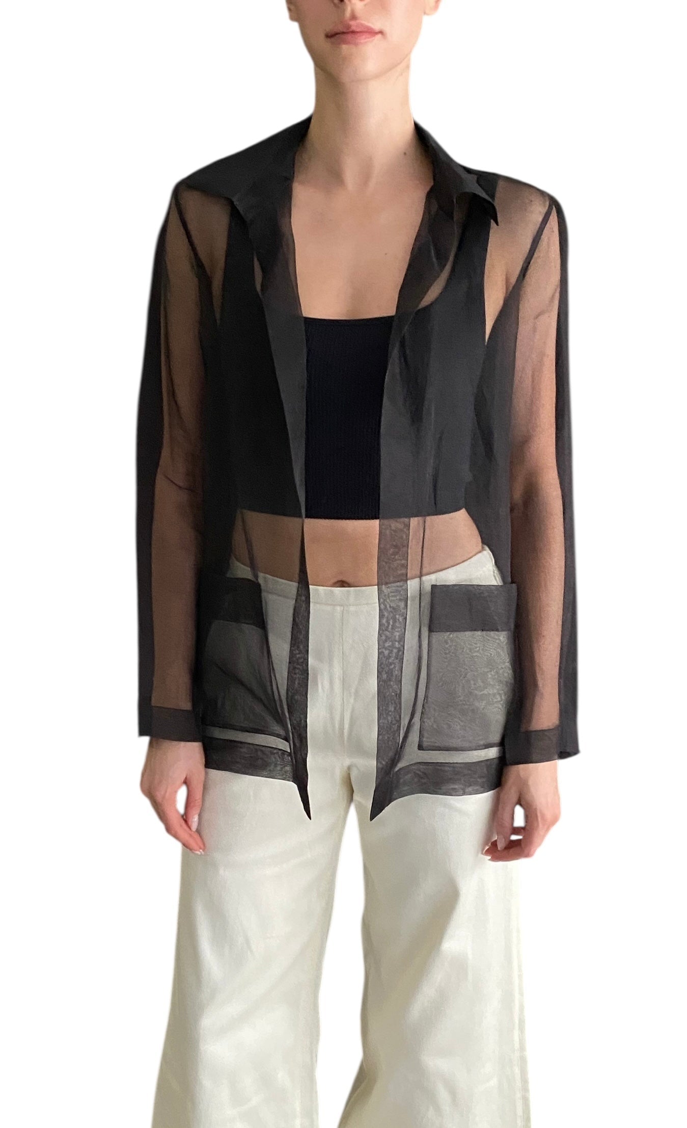 Chanel Black Sheer Chiffon Shirt - FR 38 / US 4-6