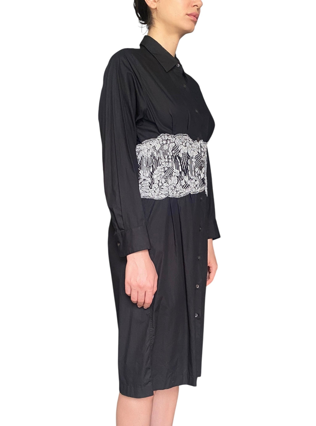Dries Van Noten Black Lace Waist Dress - 44 / US 12