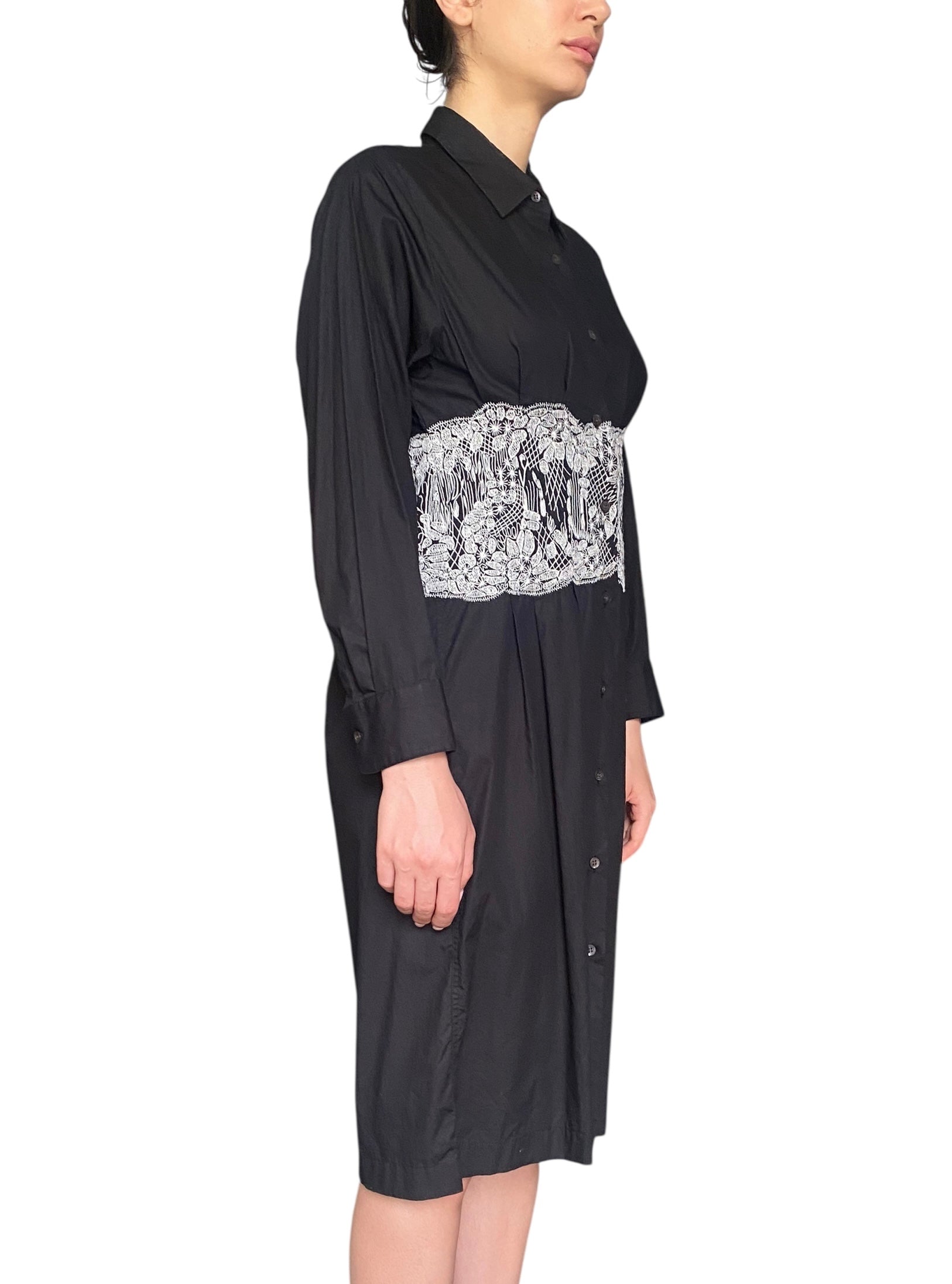 Dries Van Noten Black Lace Waist Dress - 44 / US 12