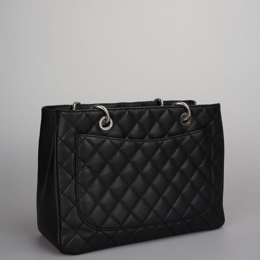 Chanel Black Grand Shopping Tote Black GST Bag in Caviar in Silver 2012
