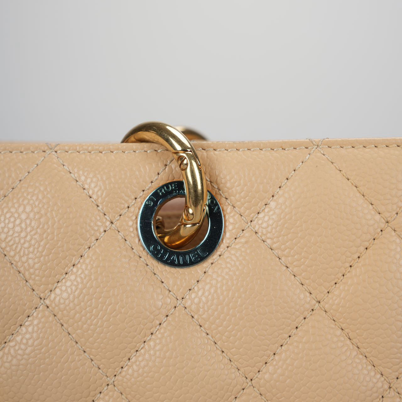 Chanel Beige Grand Shopping Tote Beige GST Bag in Caviar Leather with Gold Hardware