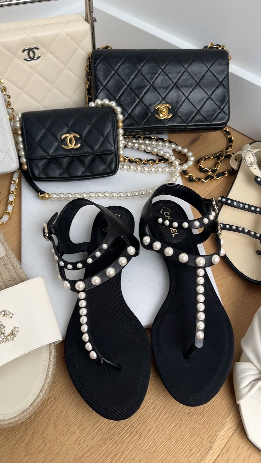 Chanel Black About Pearls Mini  Holder on Strap