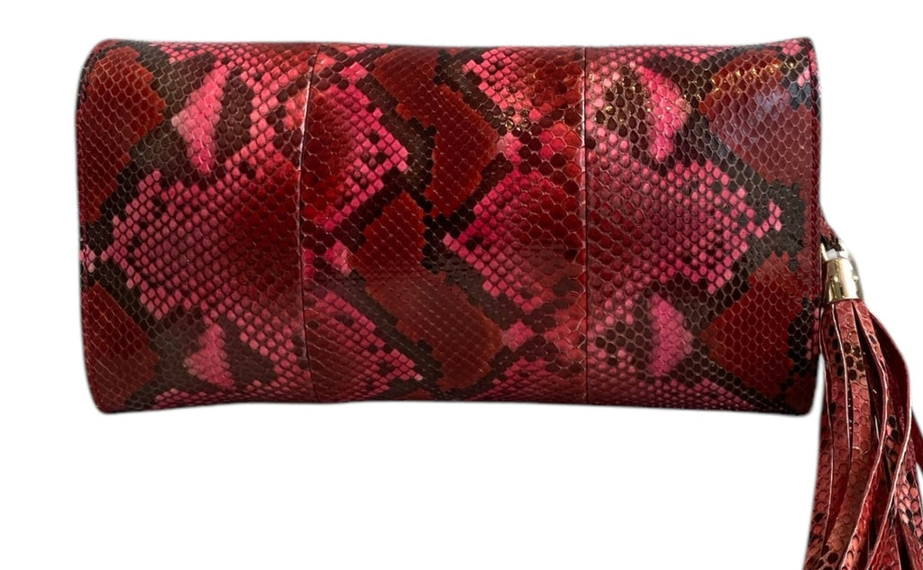 Gucci Red Python Tassel Clutch