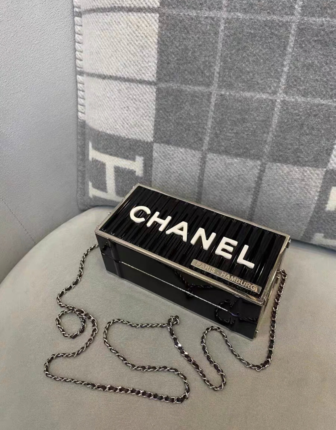 Chanel Paris Hamburg Black shipping container Minaudiere Shoulder Bag