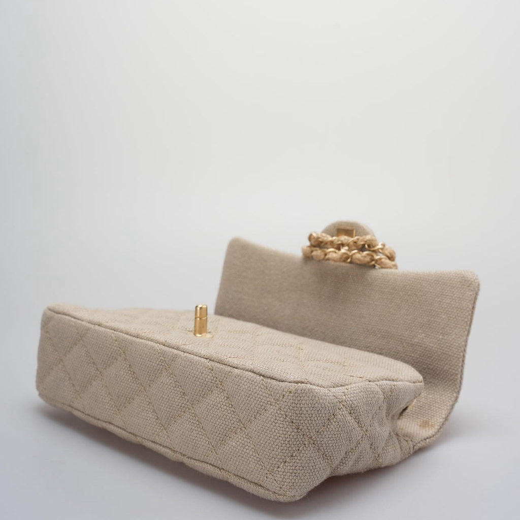 Chanel Linen Timeless Quilted Medium Flap in Beige