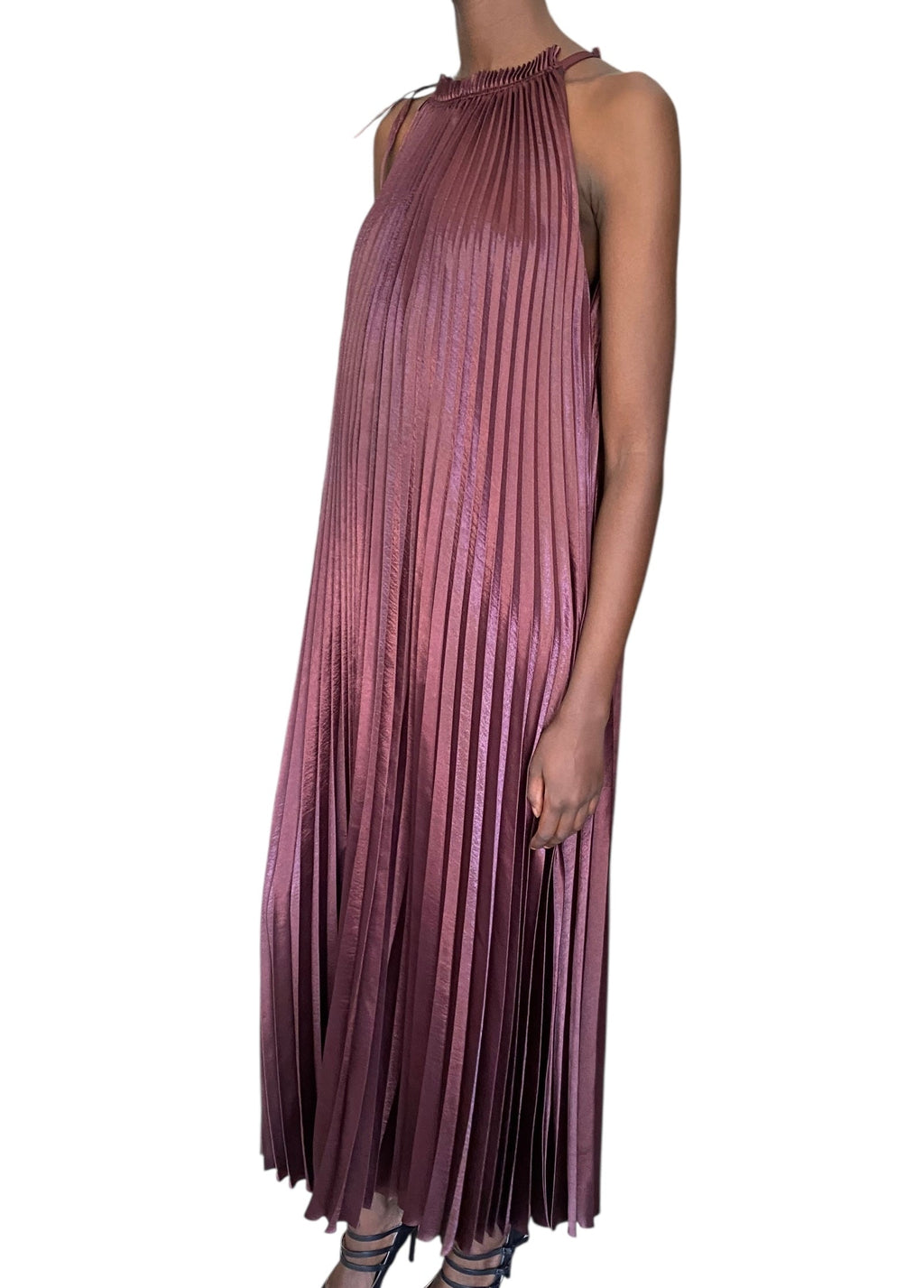 Ulla Johnson Purple Pleated Satin Amiko Gown - 8