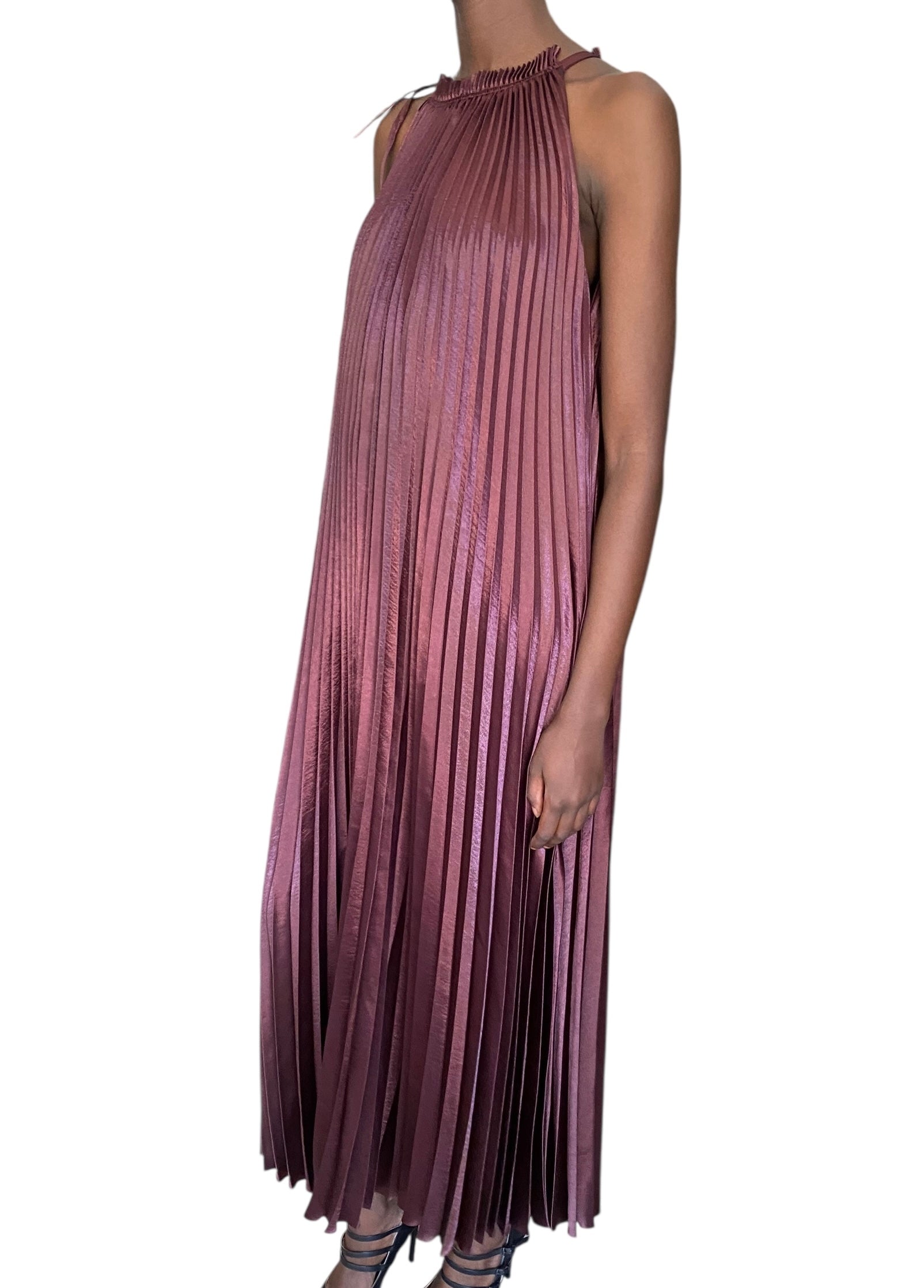 Ulla Johnson Purple Pleated Satin Amiko Gown - 8