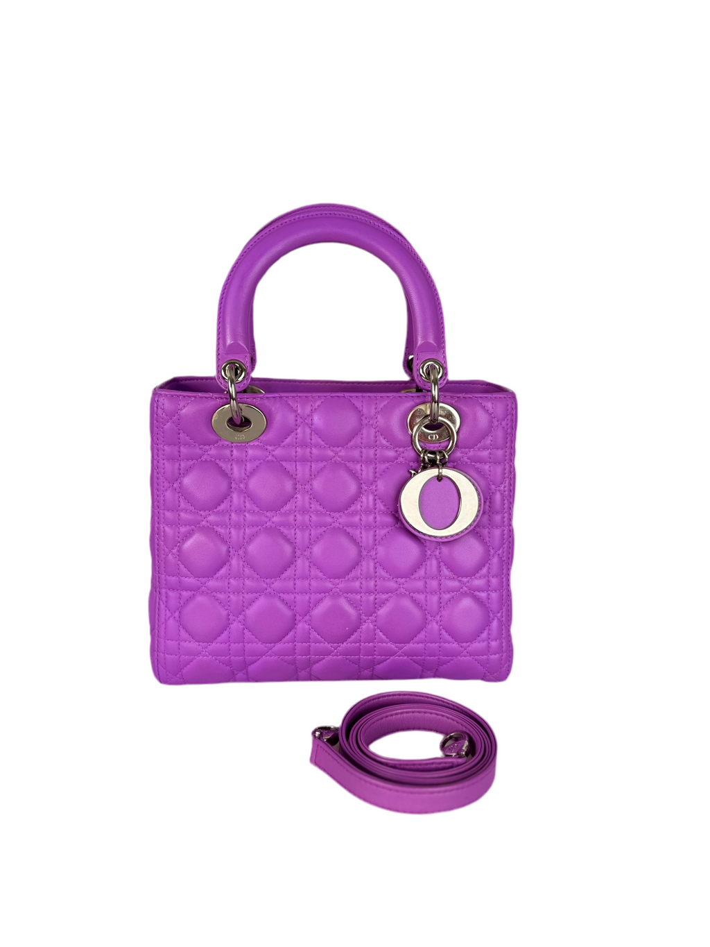 Dior Lady Dior Bag Medium Purple Lambskin Leather with Silver Hardware