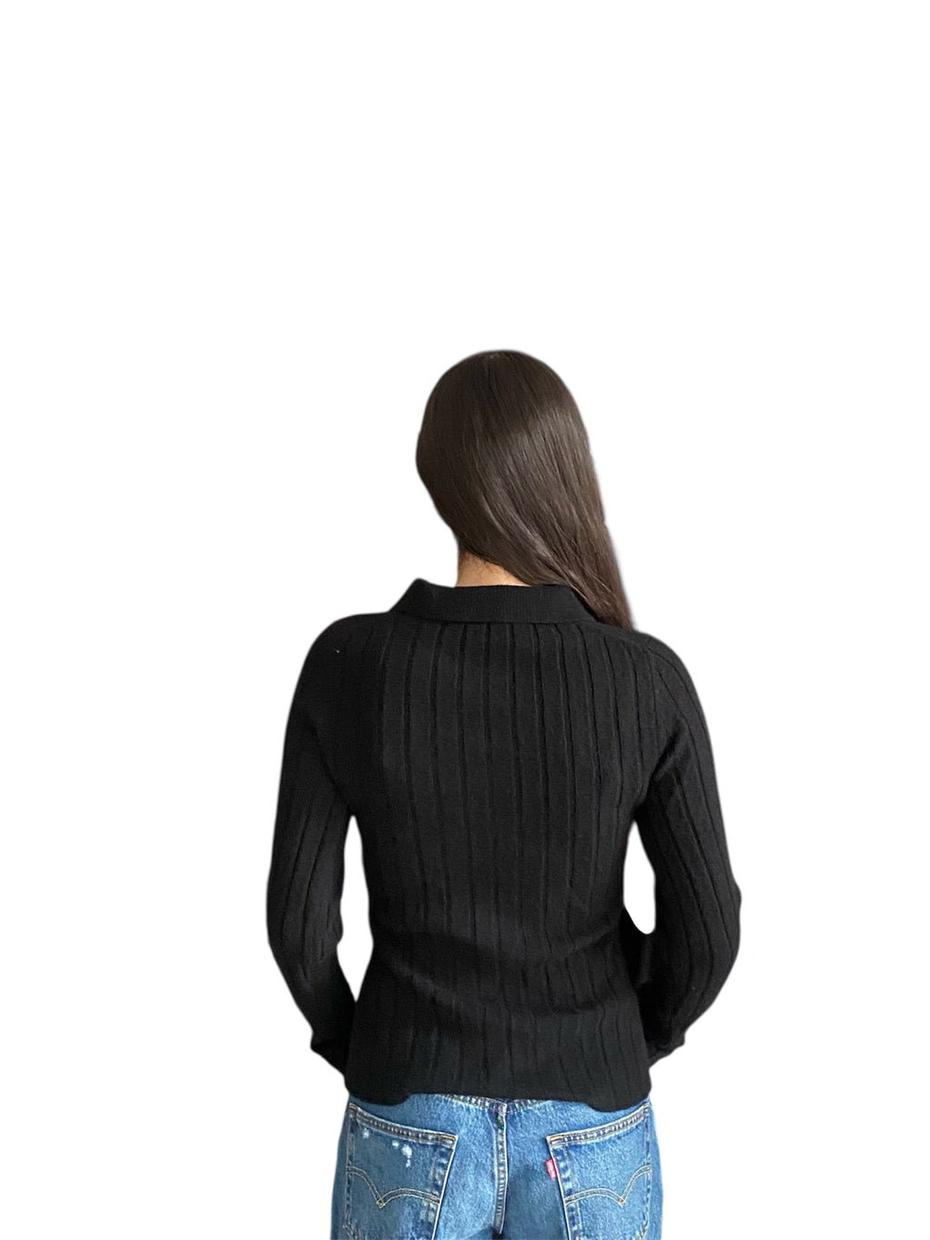Khaite Black Cashmere Polo Top - M