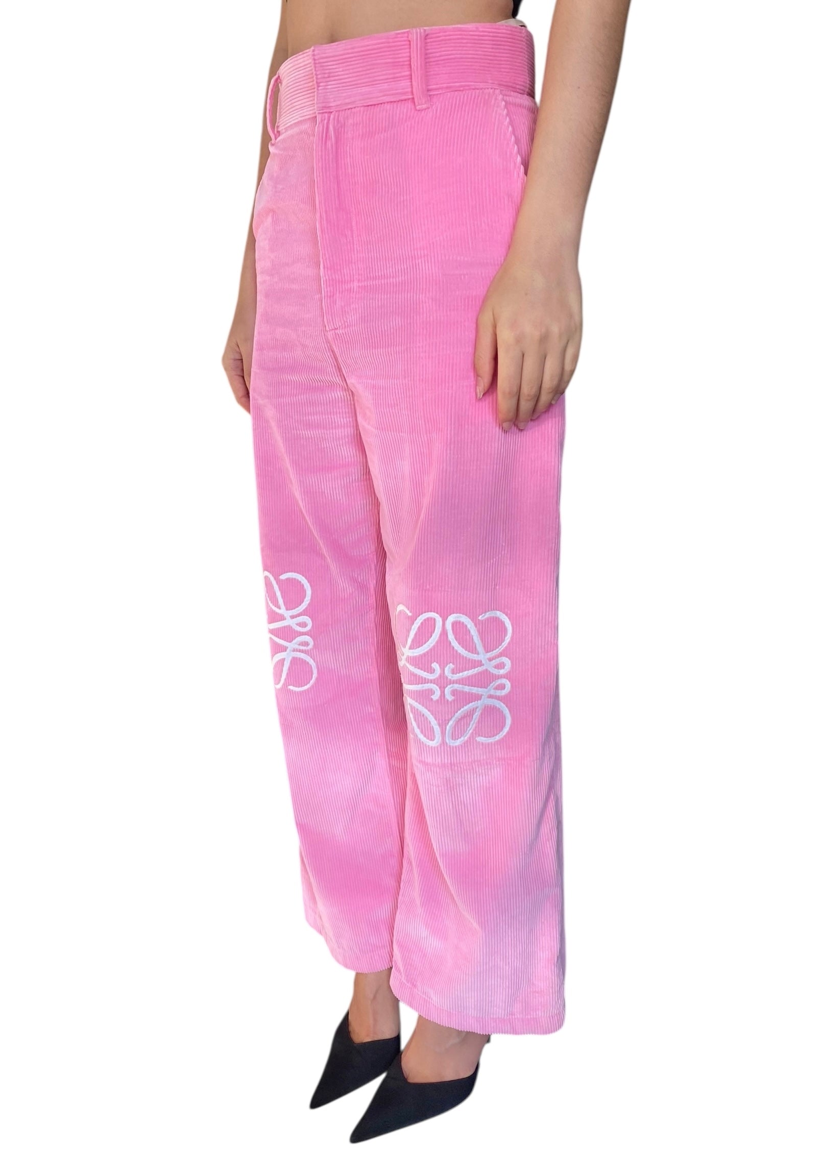 Loewe Pink Logo Corduroy Pants - 34 / US 2