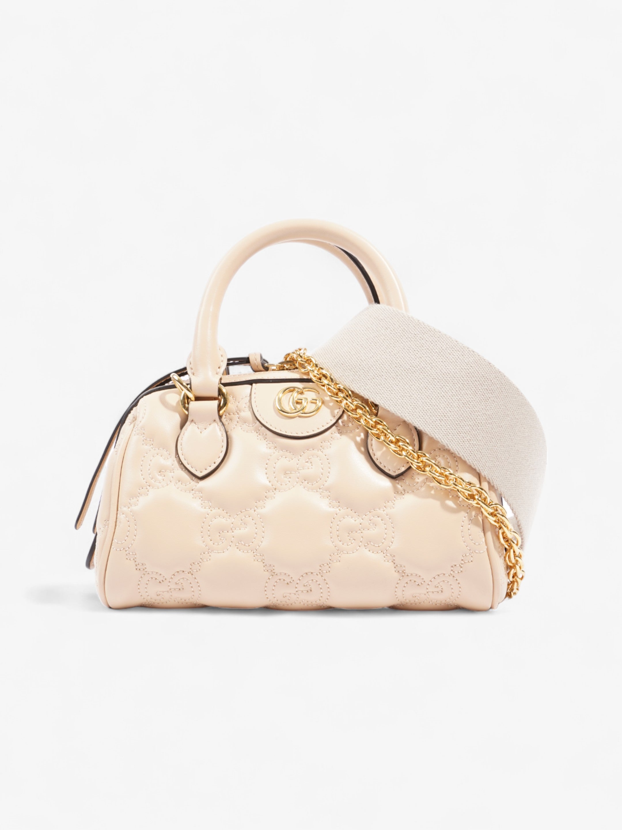 Gucci GG Super Top Handle Bag Light Beige Leather Mini