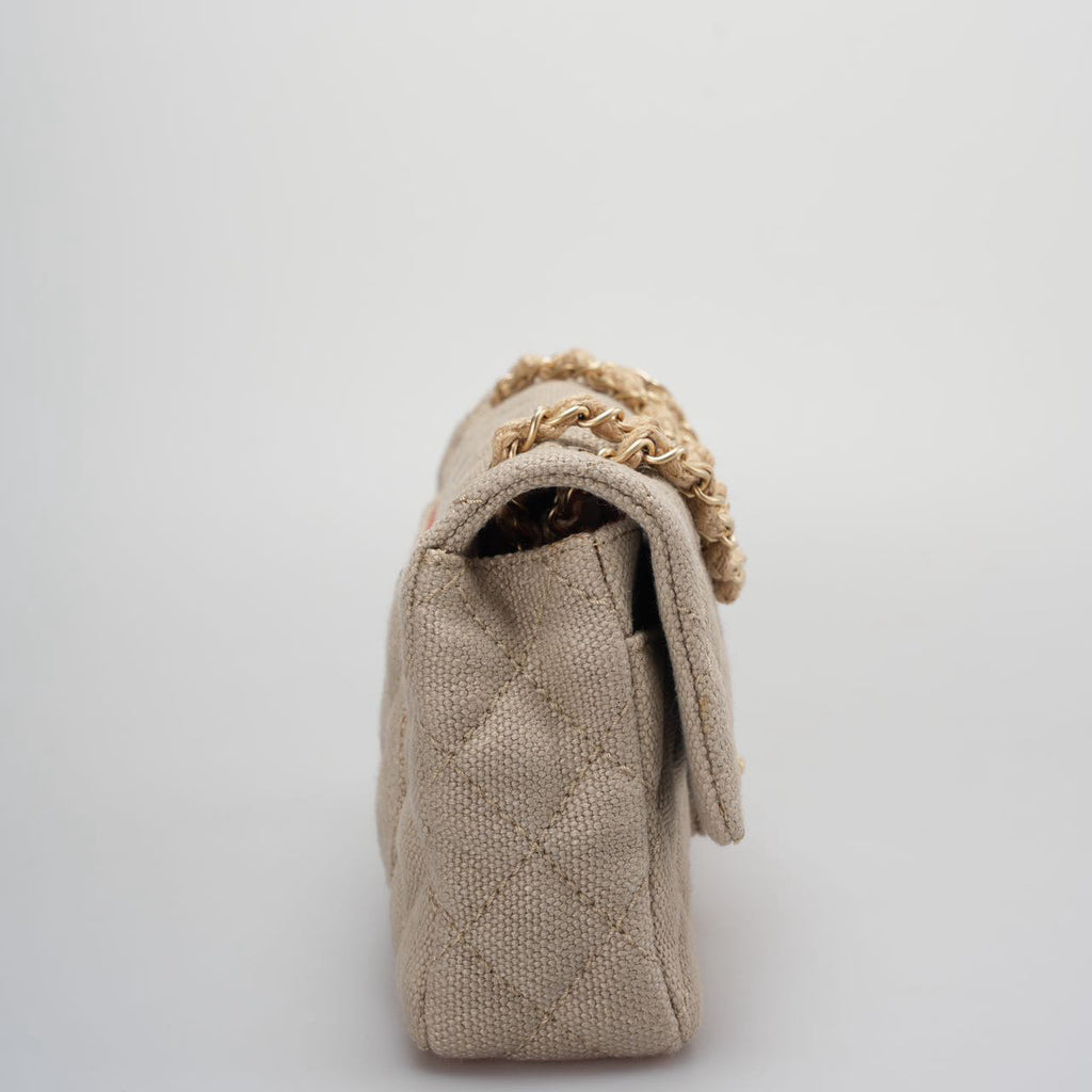 Chanel Linen Timeless Quilted Medium Flap in Beige