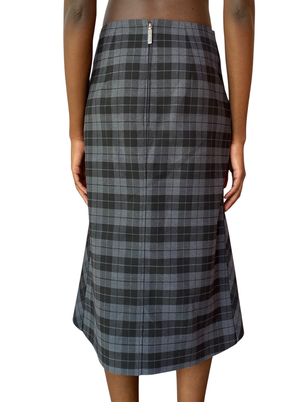 Balenciaga Grey Check Wool Blend Skirt - 38 / US 2