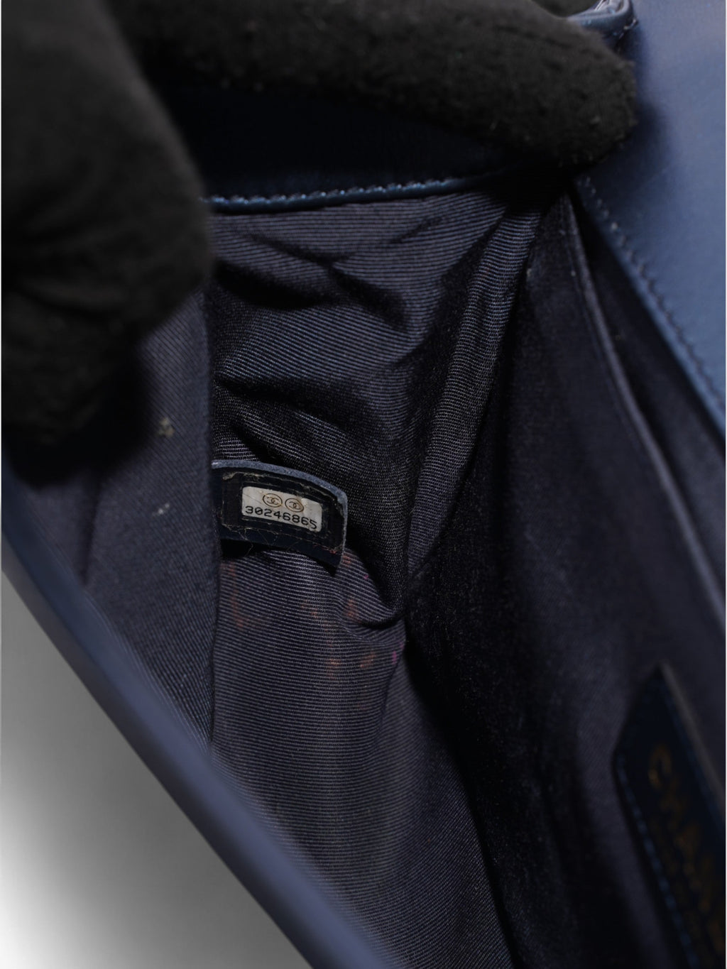 Chanel Boy Bag Navy Blue Lambskin Leather Medium