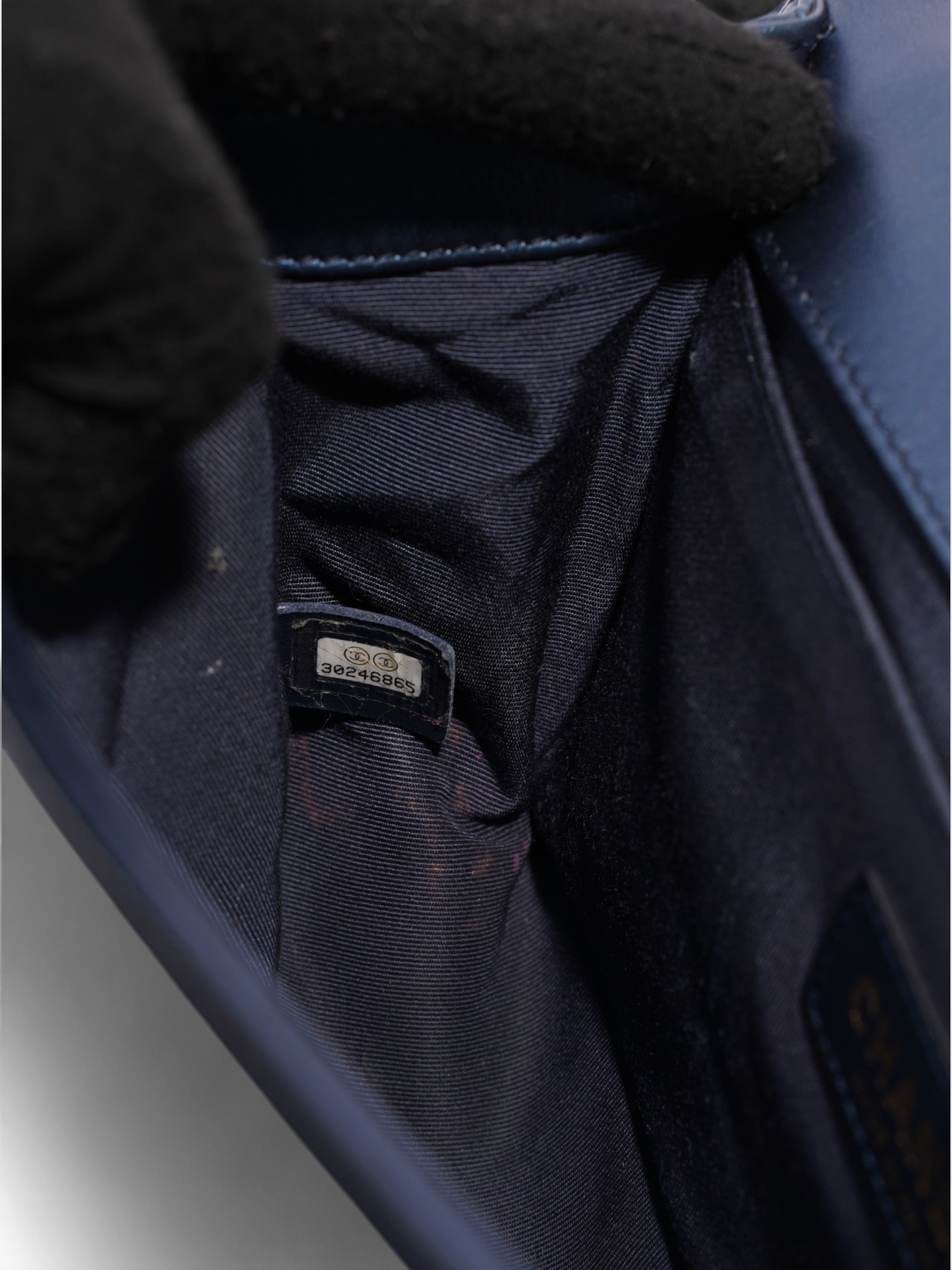 Chanel Boy Bag Navy Blue Lambskin Leather Medium