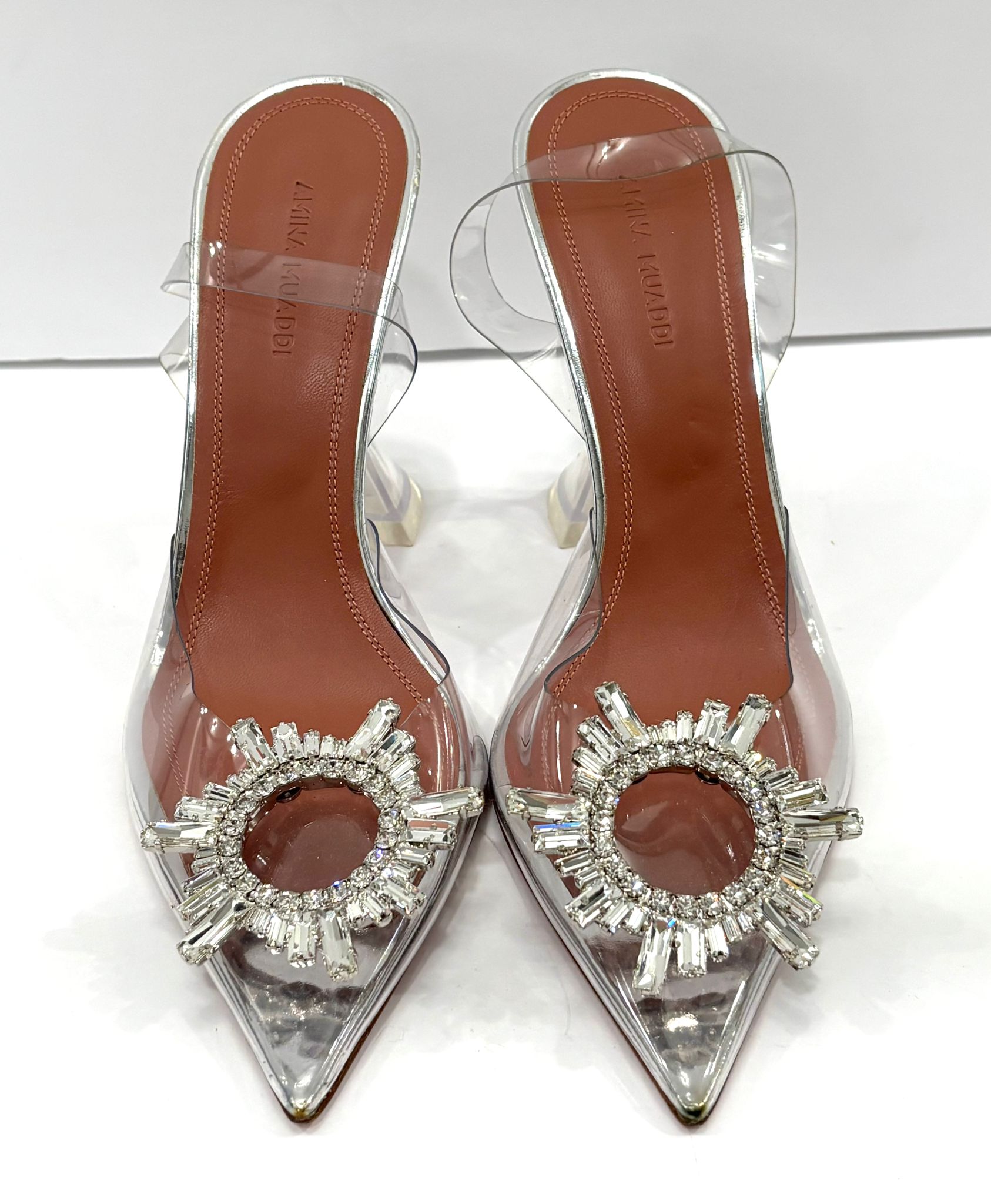 AMINA MUADDI BEGUM EMBELLISHED PVC SLINGBACK PUMPS