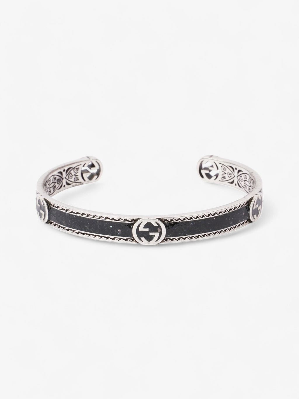 Gucci Interlocking G Bangle Black / Silver Silver Sterling 19