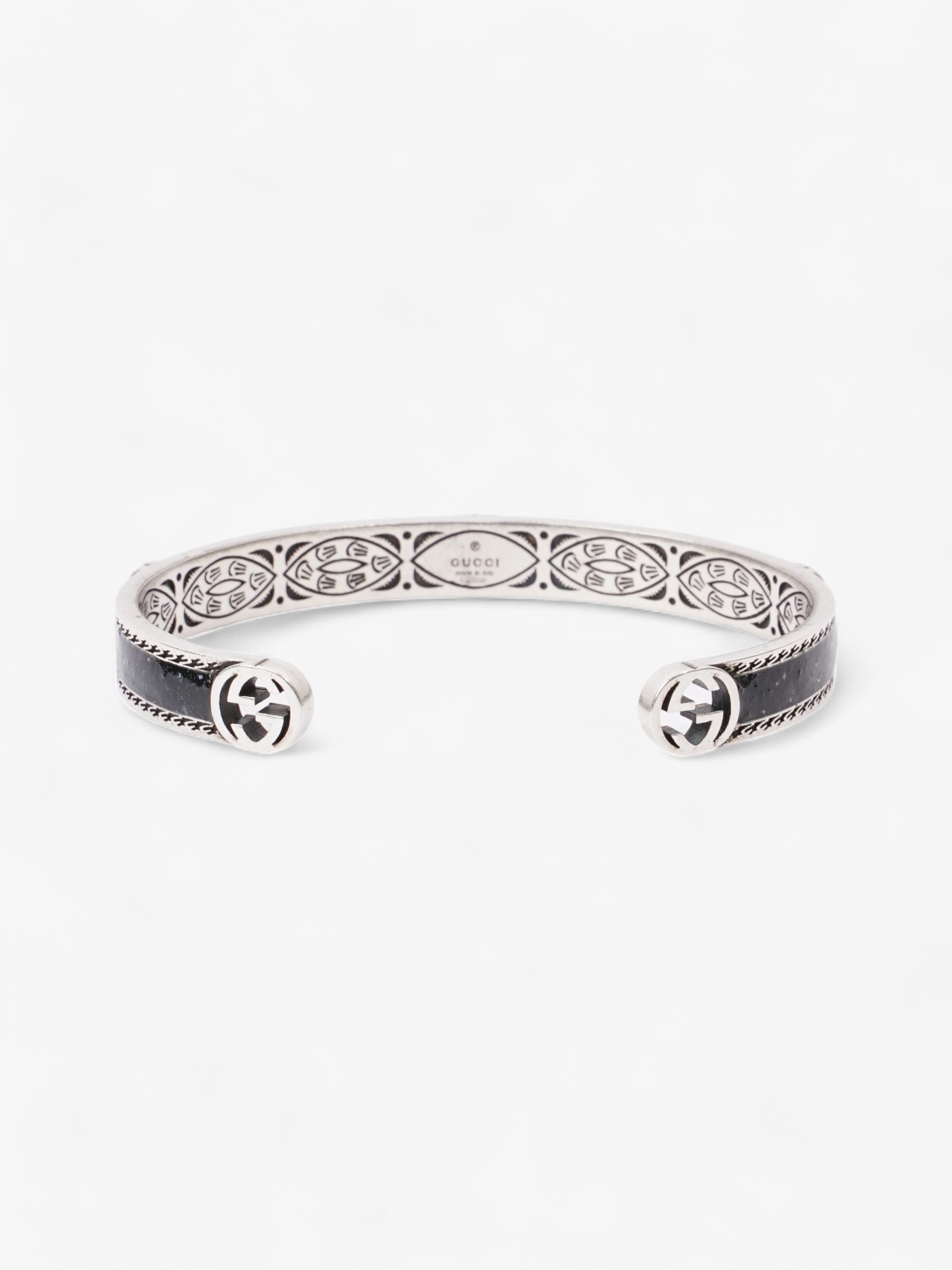 Gucci Interlocking G Bangle Black / Silver Silver Sterling 19