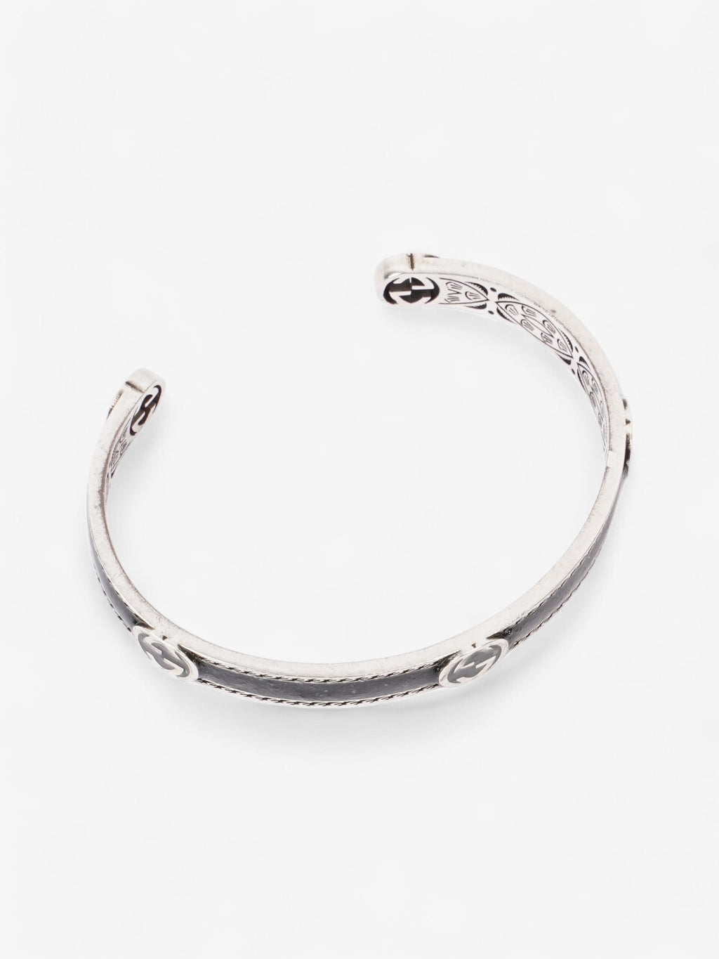 Gucci Interlocking G Bangle Black / Silver Silver Sterling 19