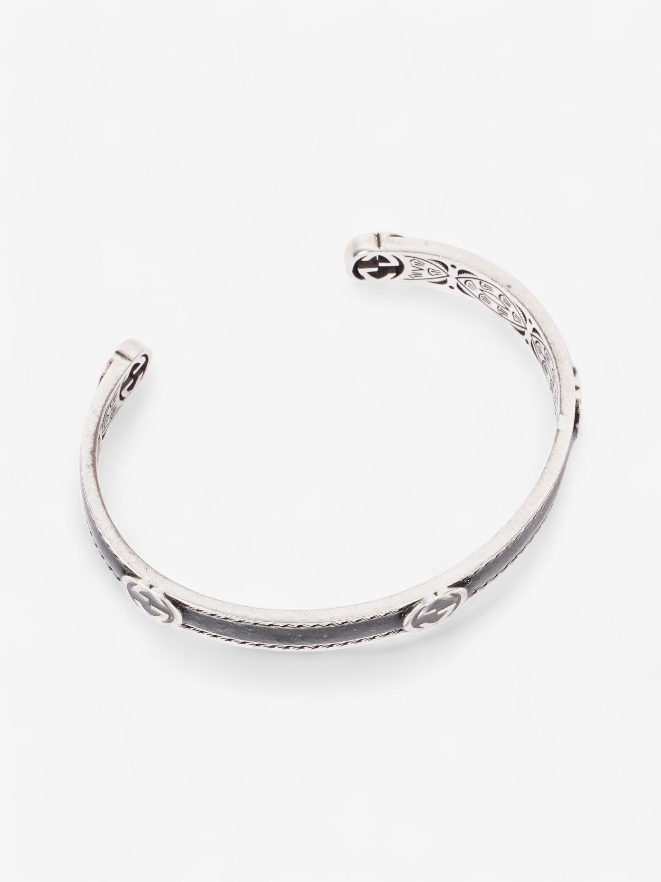 Gucci Interlocking G Bangle Black / Silver Silver Sterling 19