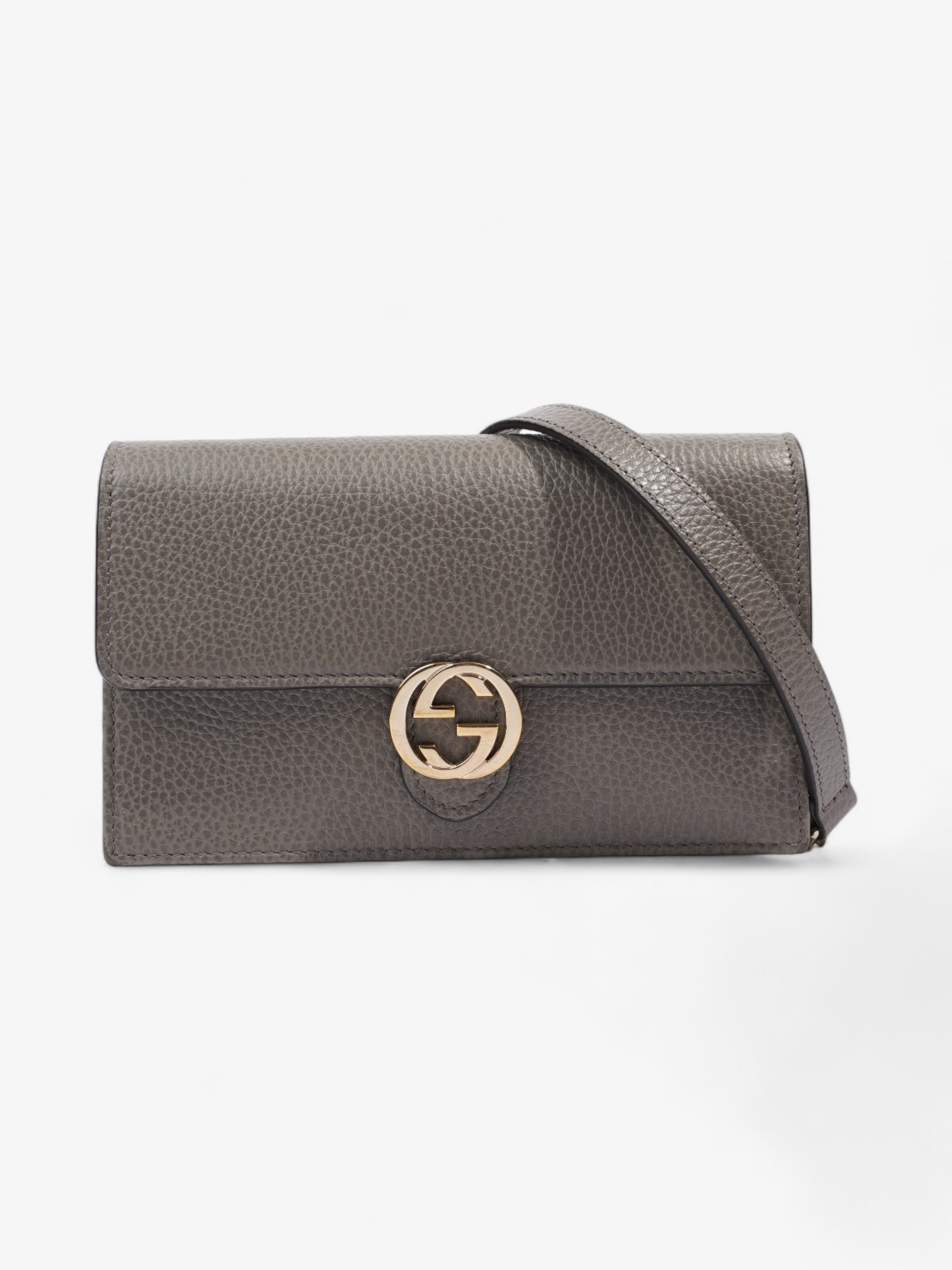 Gucci Interlocking G Chain Wallet Grey Leather