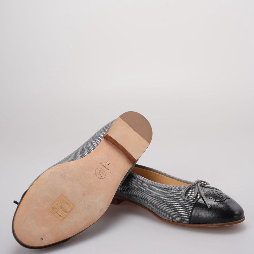 Chanel Ballerinas Ballet Flats in Grey /Black Size 38
