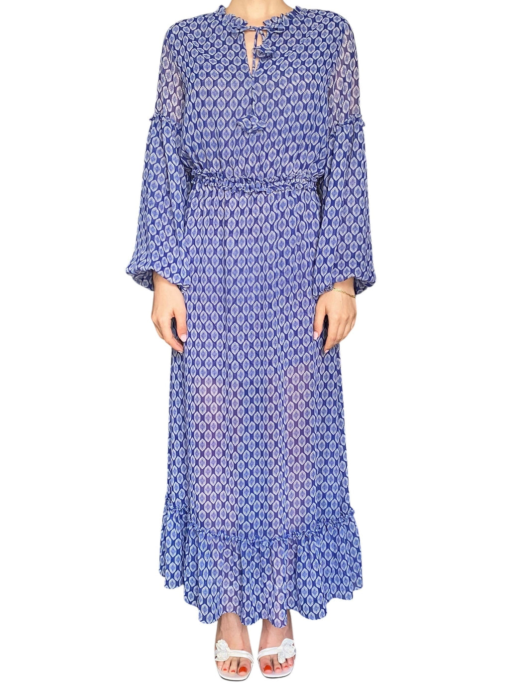 Misa Blue Boho Patterned Gown - S