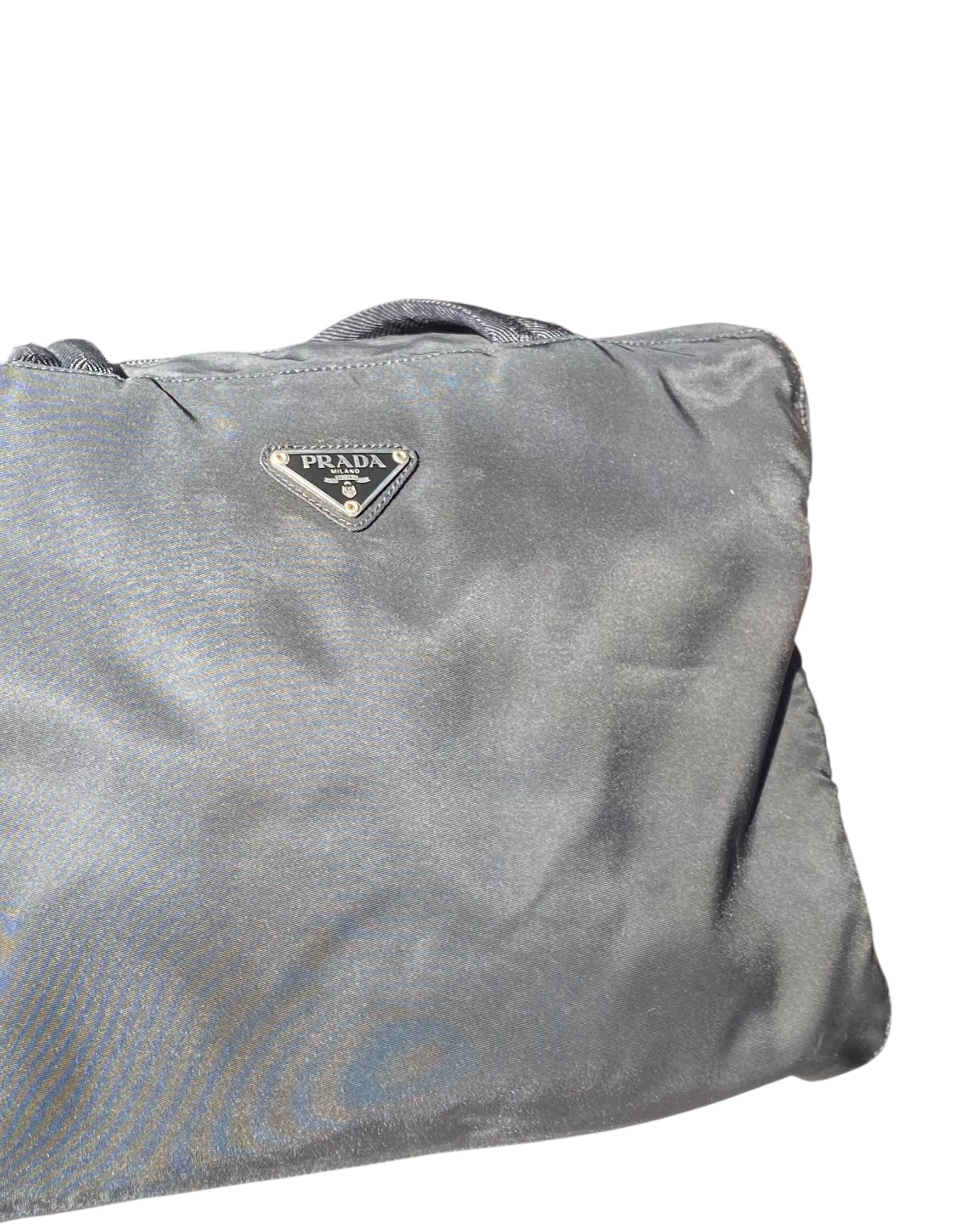 Prada Black Nylon Horizontal Tote