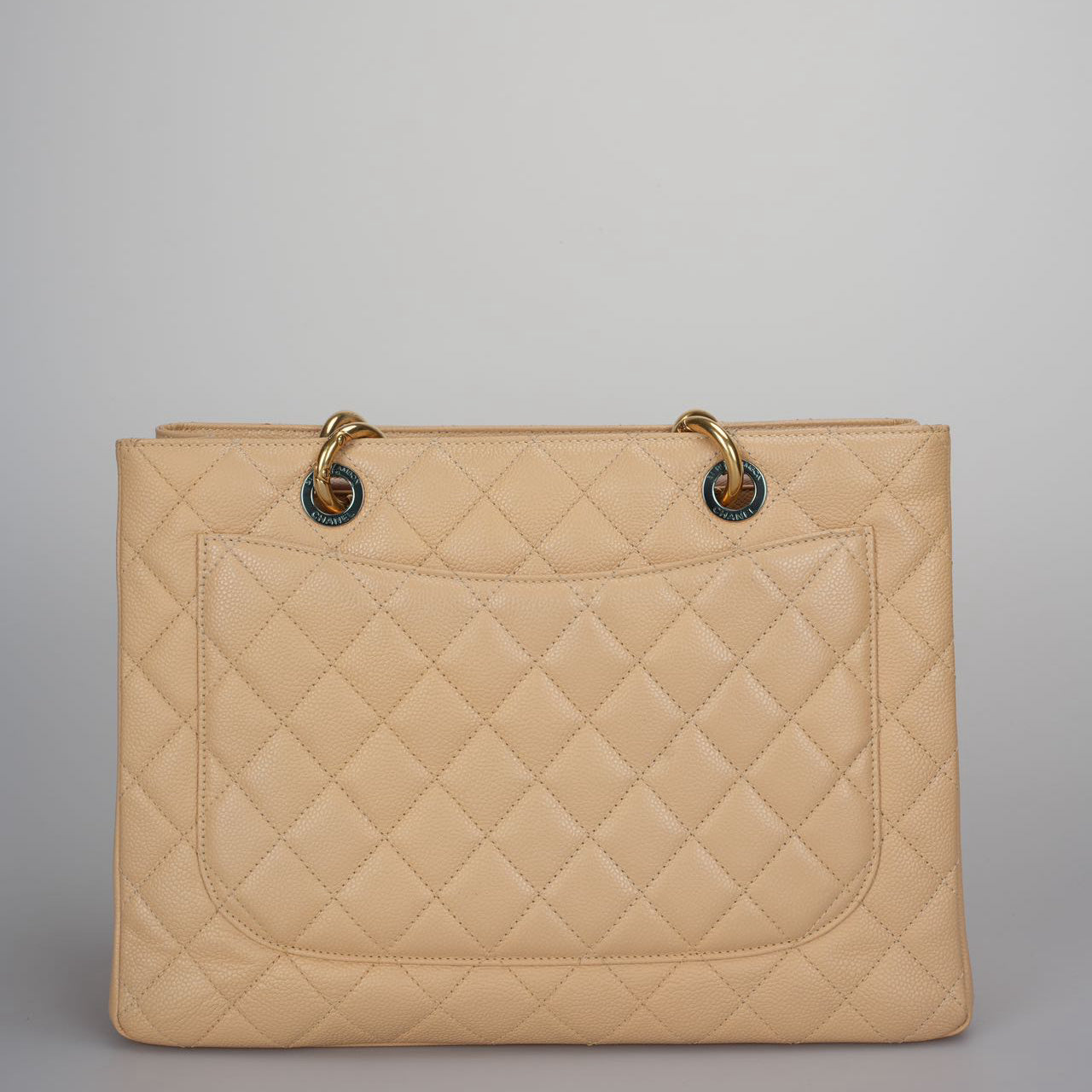 Chanel Beige Grand Shopping Tote Beige GST Bag in Caviar Leather with Gold Hardware