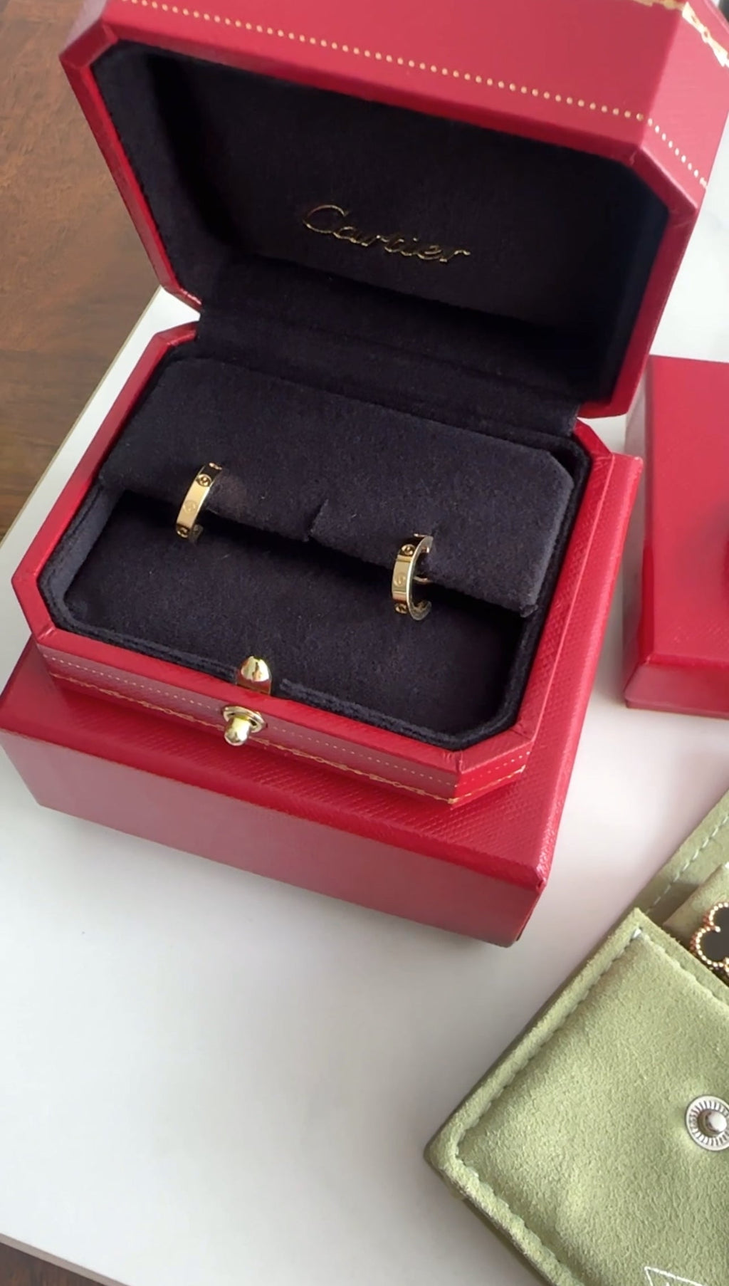 Cartier 18k Yellow Gold Love Hoop Earrings Small Model