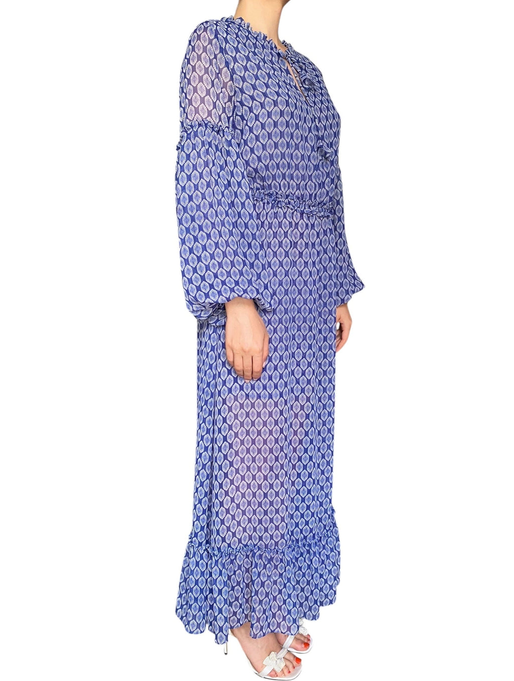 Misa Blue Boho Patterned Gown - S