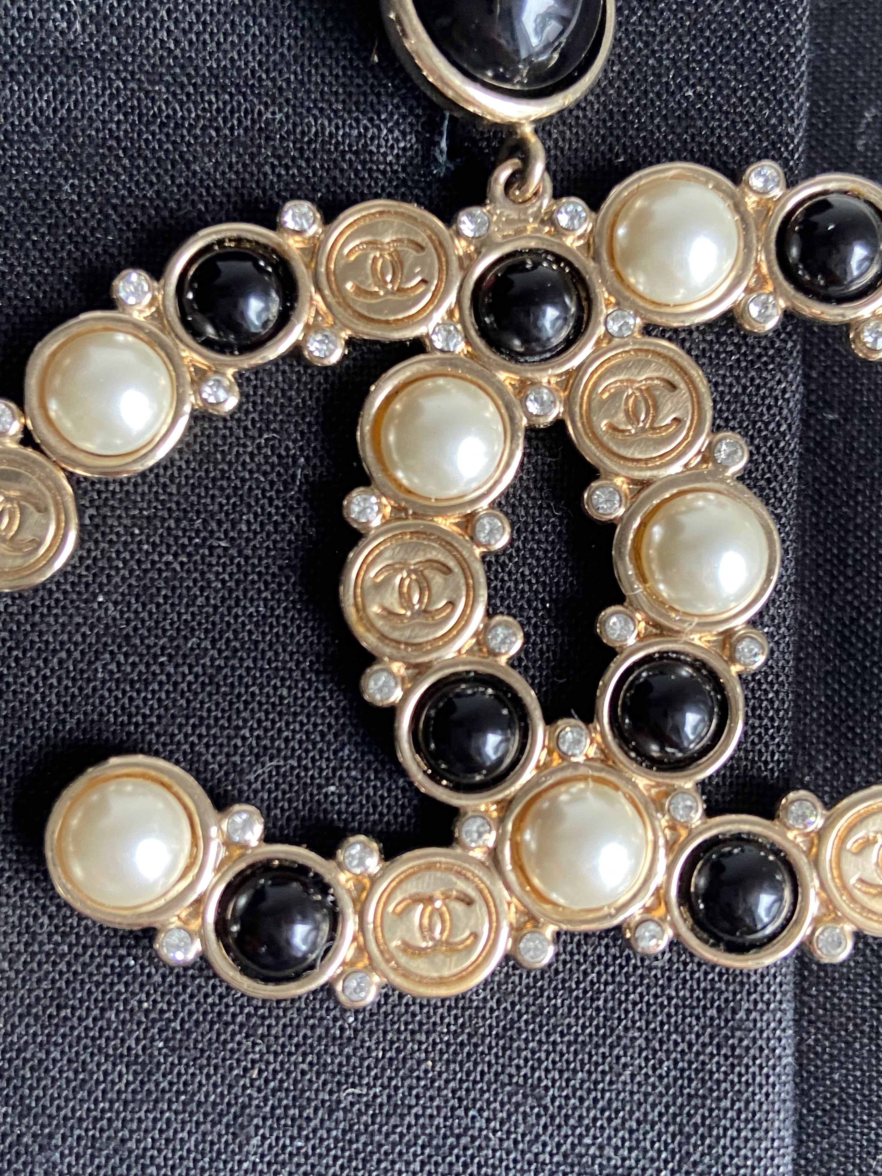 Chanel Double CC Classic Black and White Earrings