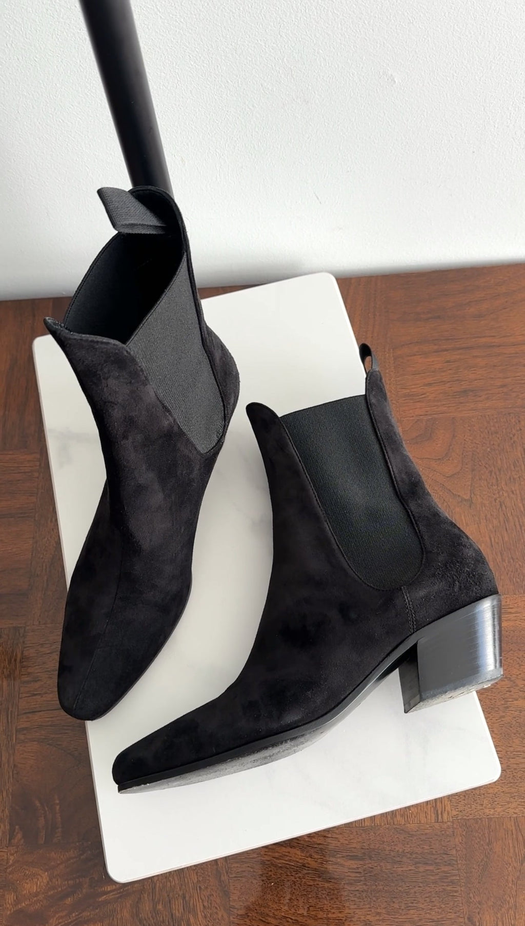 Khaite Black Suede Saratoga Ankle Boot - 37