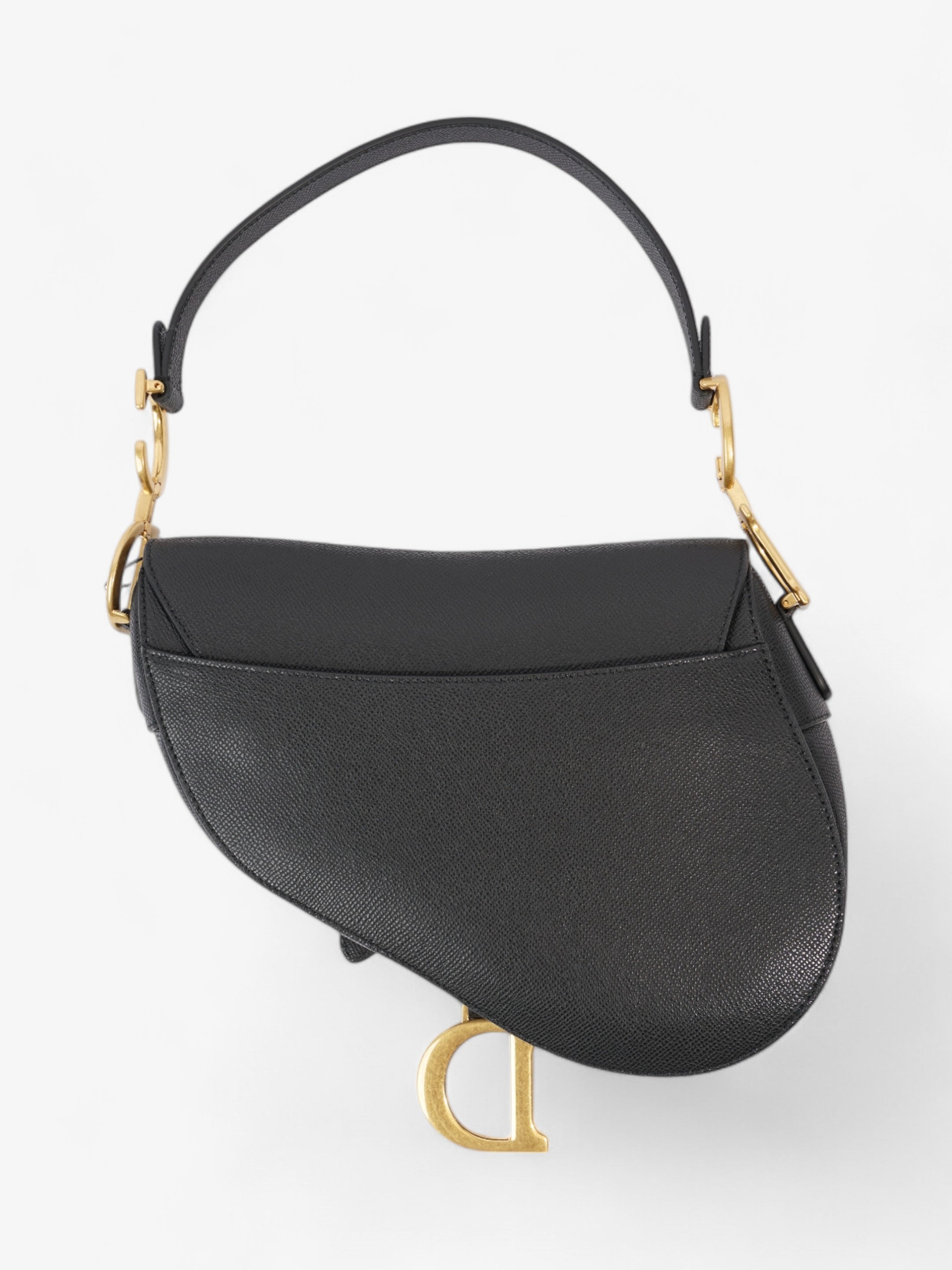 Christian Dior Saddle Bag with Strap Black Calfskin Leather